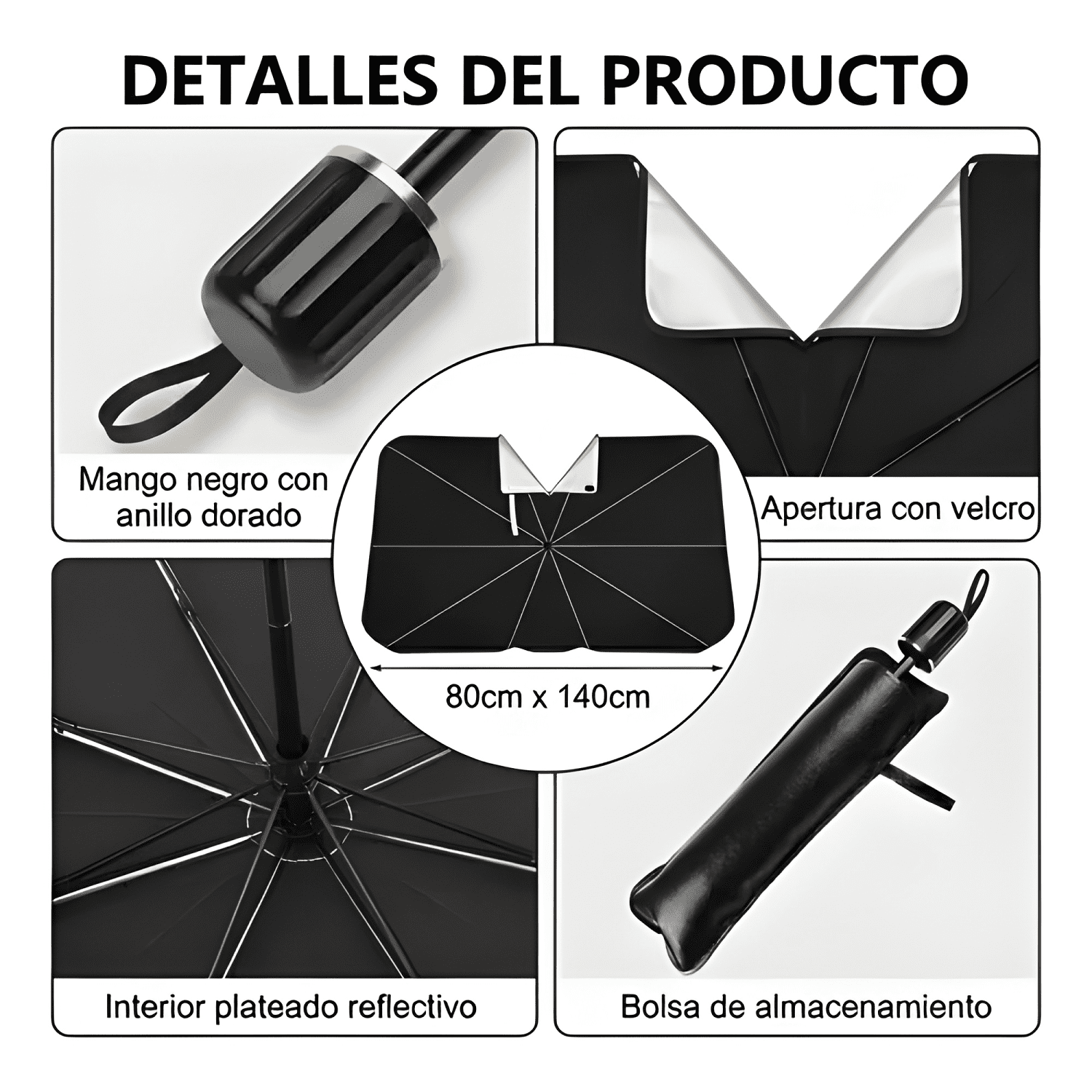 Quitasol Tipo Sombrilla para Auto Parabrisa Universal-3
