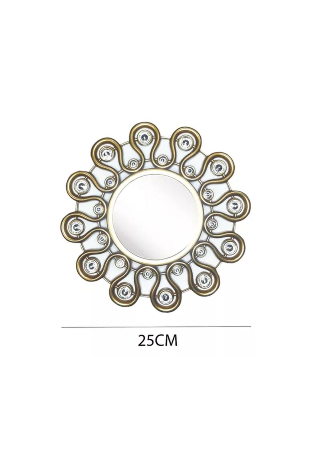 Set Reloj de Pared 25cm Decorativo Silencioso + 2 Espejos Dorado y Blanco-3