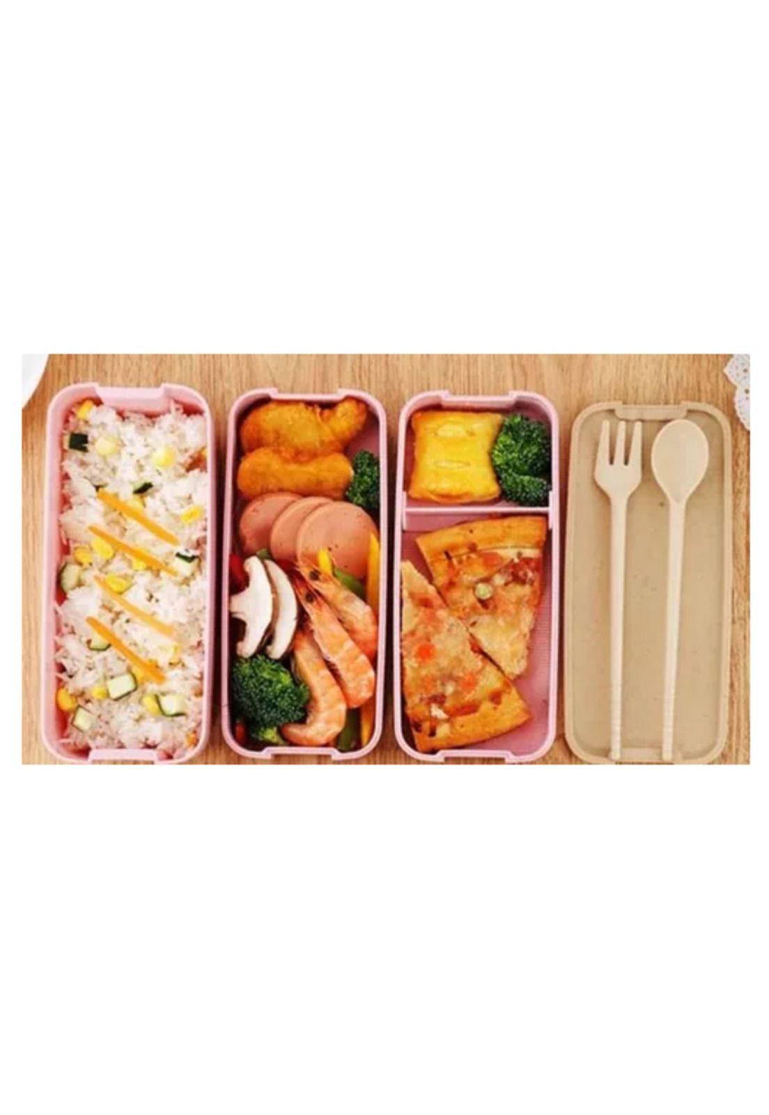 Lonchera de comida de 3 niveles con cuchara y tenedor, 900 ml, color beige-4