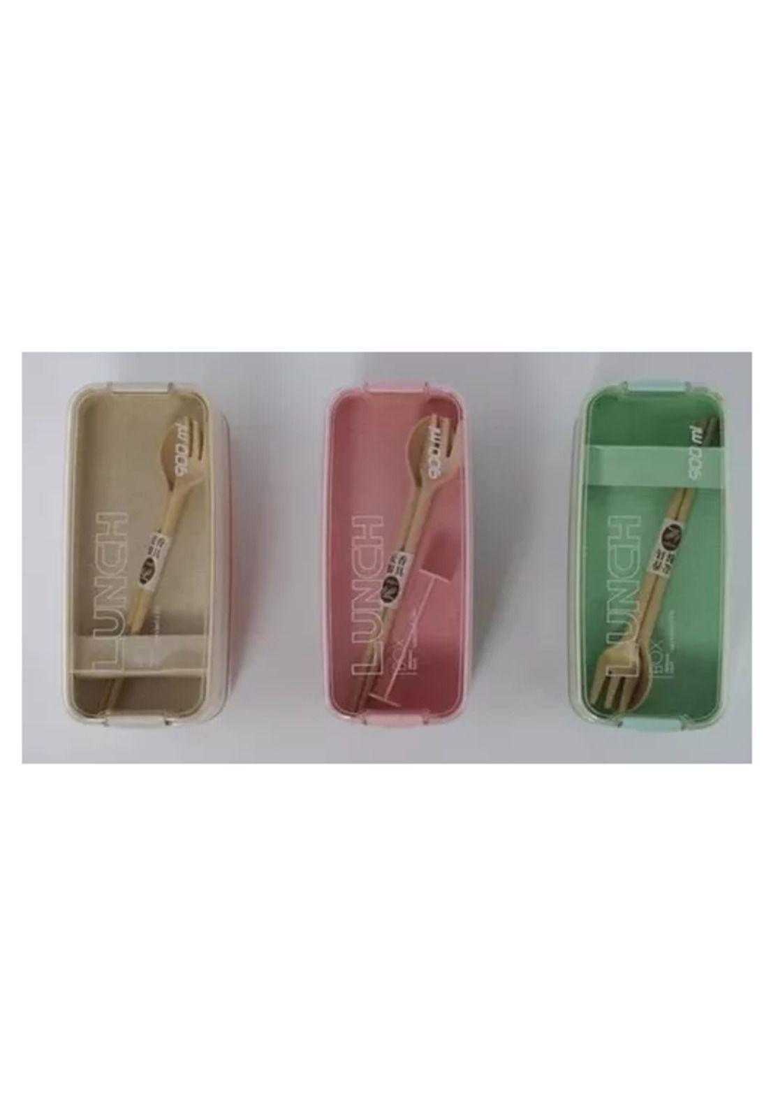 Lonchera de comida de 3 niveles con cuchara y tenedor, 900 ml, color beige-5