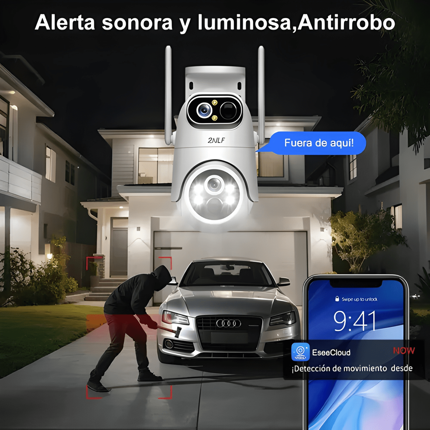 2nlf® 12mp Cámara de Seguridad Wifi Solar 2 Lente 2 XL-2
