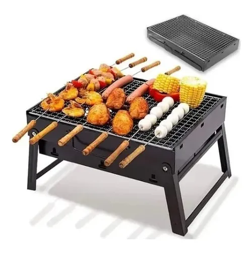 Parrilla móvil Genérica Genérica 33cm de ancho 30cm de alto 24cm de profundidad negra-3