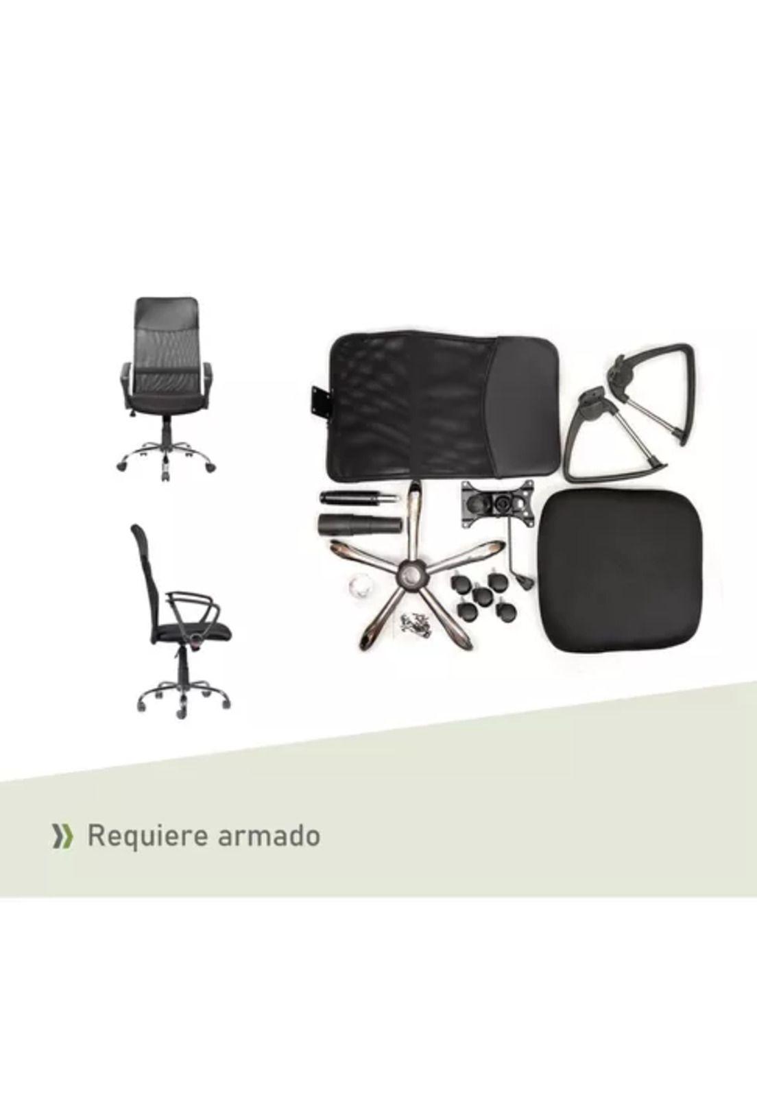 Silla de oficina High Mesh con respaldo alto color negro-2