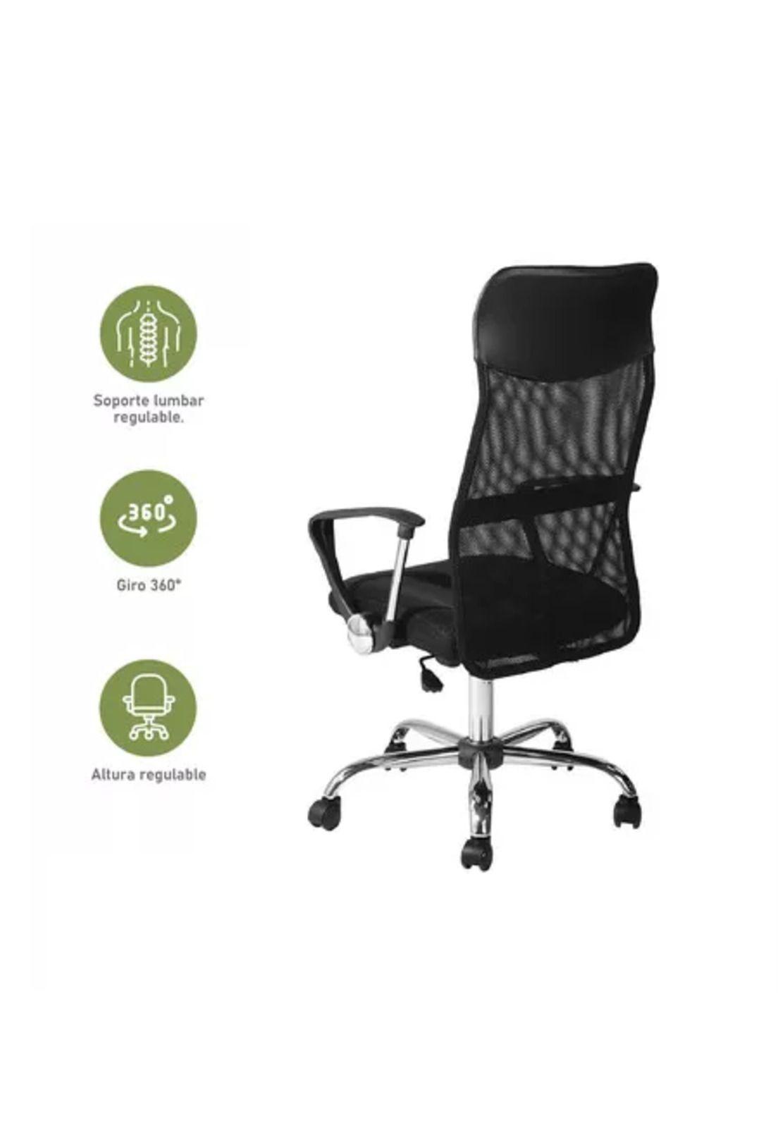 Silla de oficina High Mesh con respaldo alto color negro-3