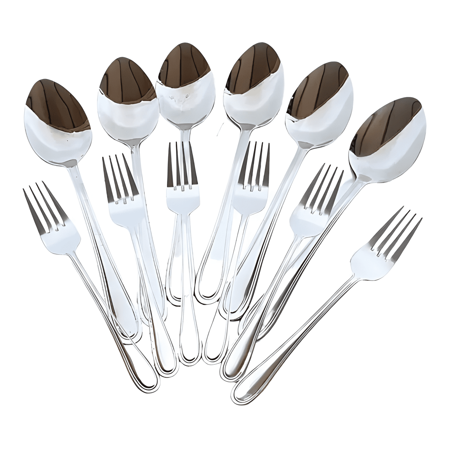 Pack 6 cucharas té+6 tenedores torta cocina ace inoxidable-1