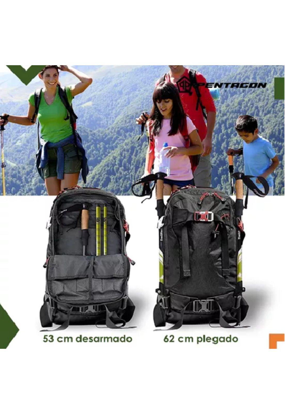 Bastones de trekking set de 2 plegables aluminio Pentagon negro-2