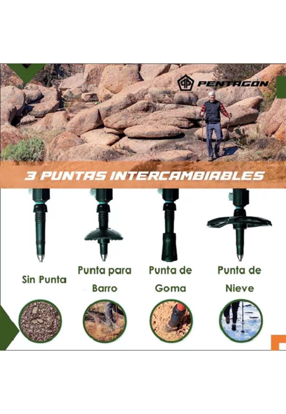 Bastones de trekking set de 2 plegables aluminio Pentagon negro-3