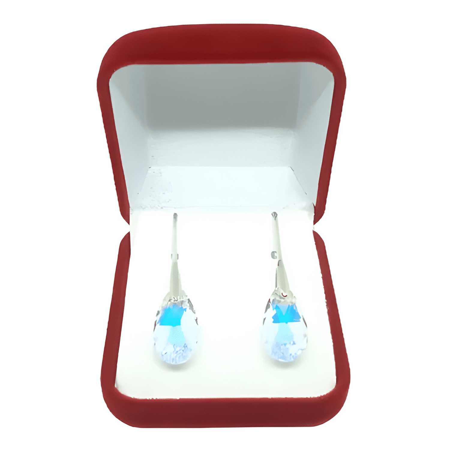 Aros De Plata 925 Cristal Swarovski Gota Aurora Boreale #3-3