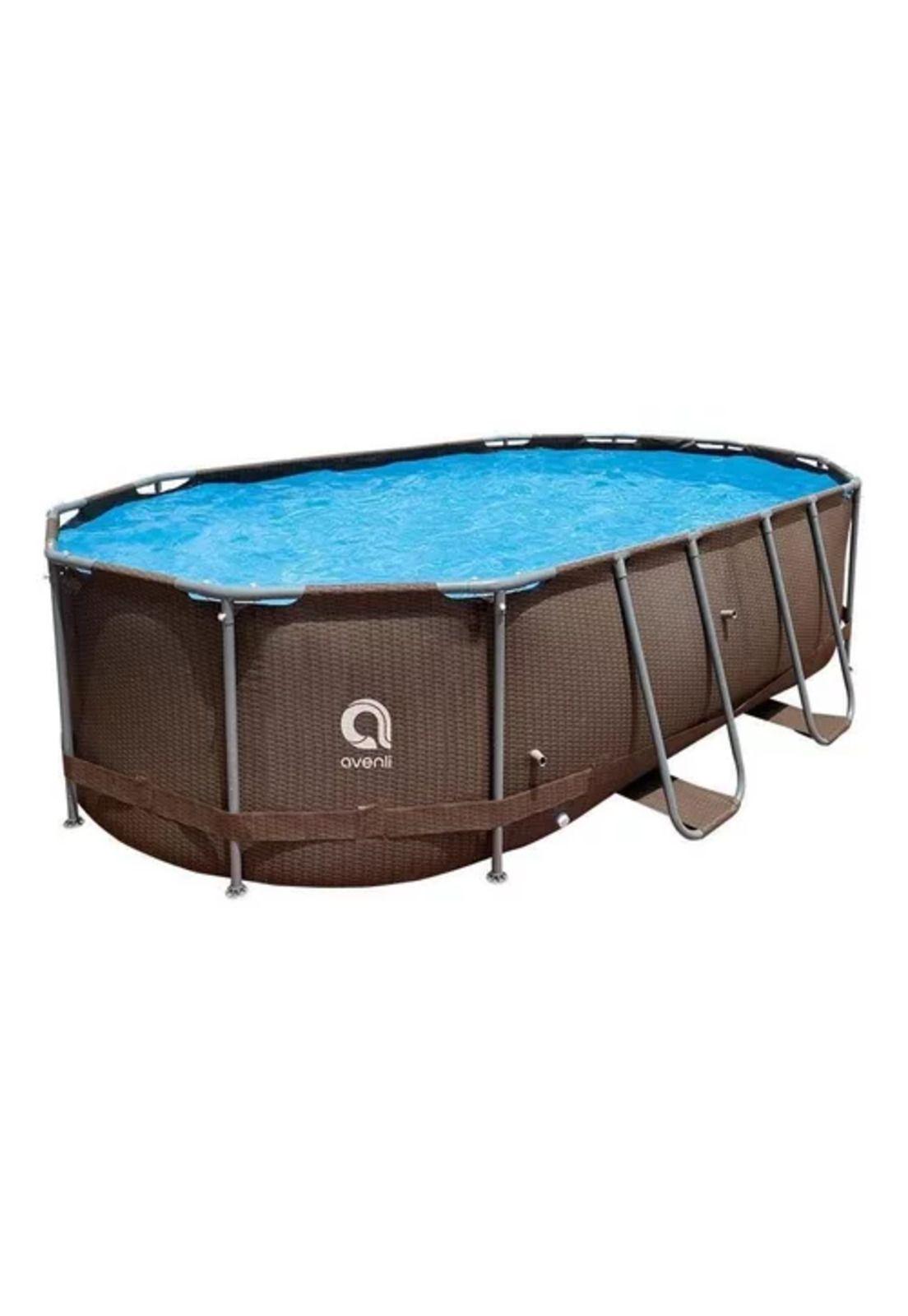 Piscina estructural ovalada Avenli 4.27x2.75x1 m 8 m³ marrón oscuro-0