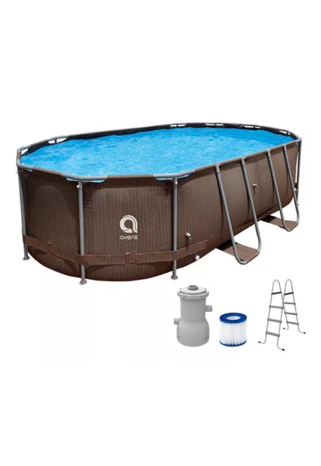 Piscina estructural ovalada Avenli 4.27x2.75x1 m 8 m³ marrón oscuro-1