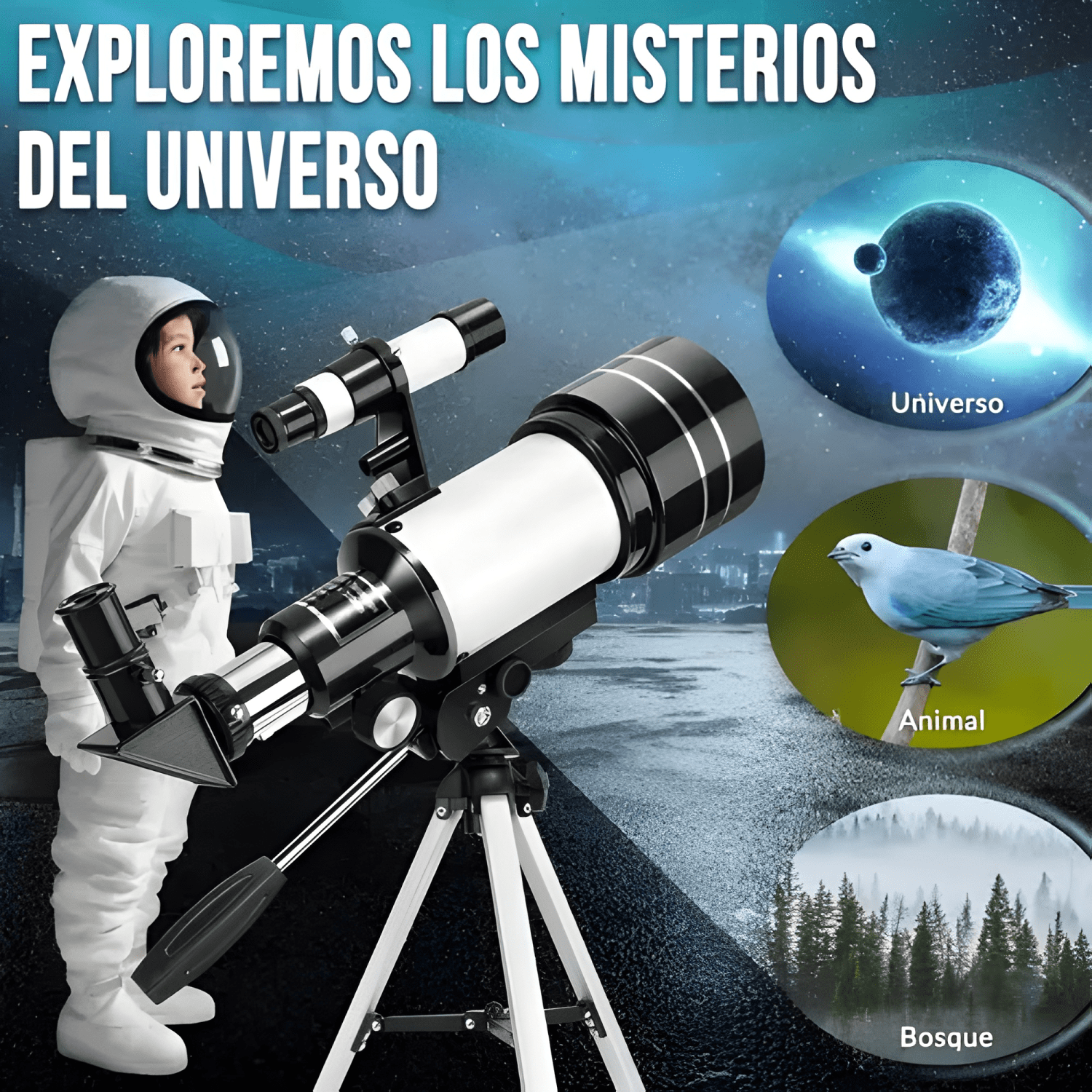 Telescopio Astronómico 70/300mm 150x con Soporte Celular-3