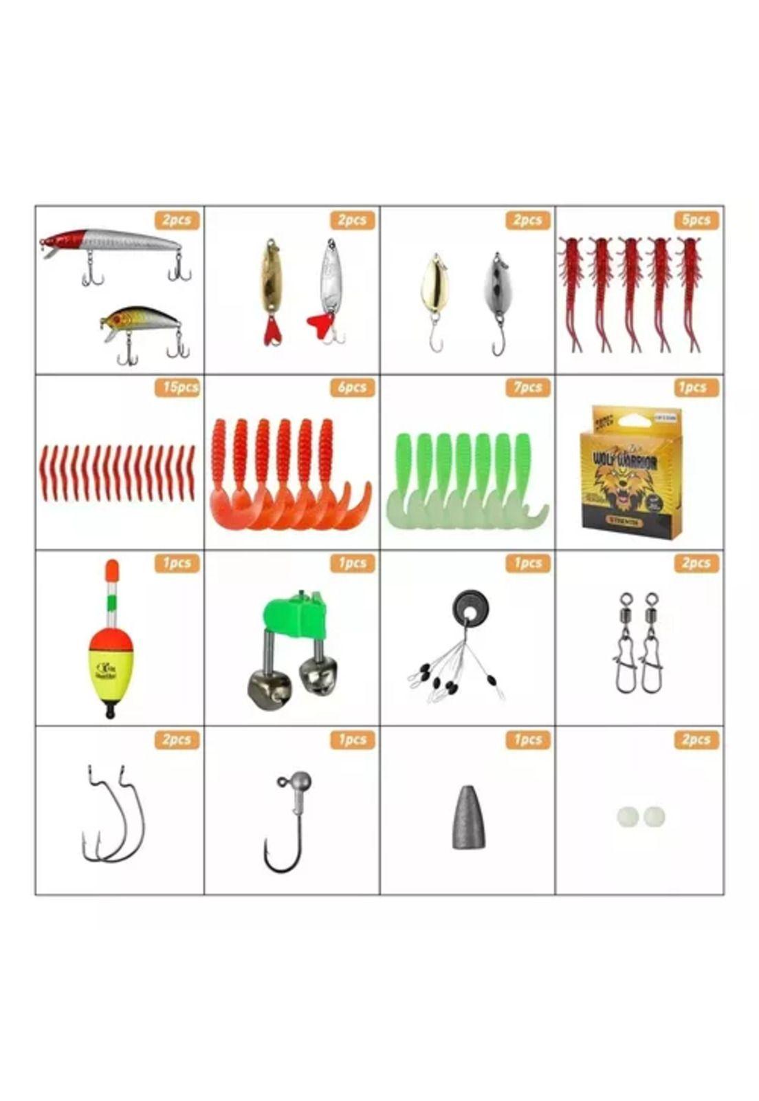 Kit de pesca caña, carrete, señuelo y accesorios 2.4 m-2