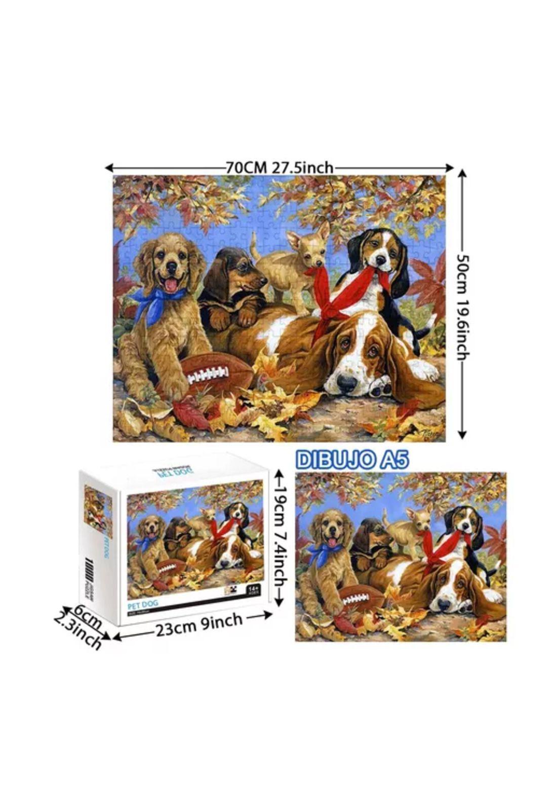 Rompecabezas 70x50cm lindo patrón perro multicolor-2