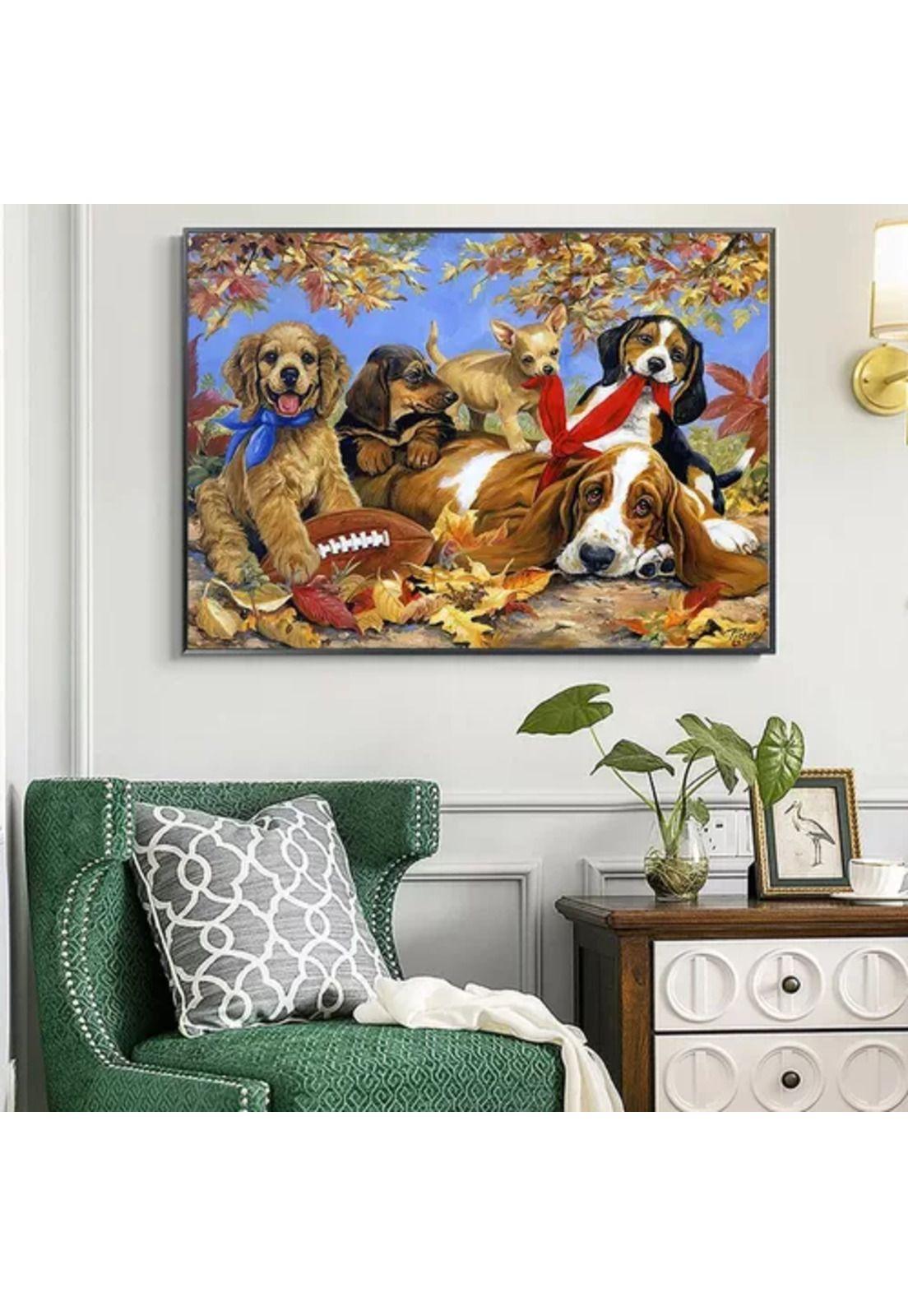 Rompecabezas 70x50cm lindo patrón perro multicolor-3