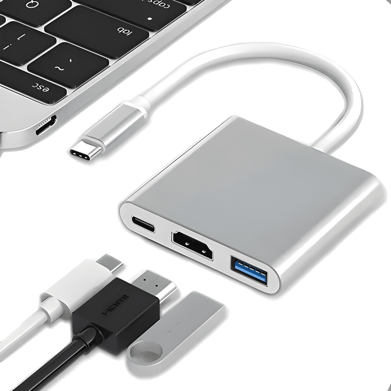 Adaptador hub 3 en 1 USB a USB-C HDMI USB 3.0 4K #28-0