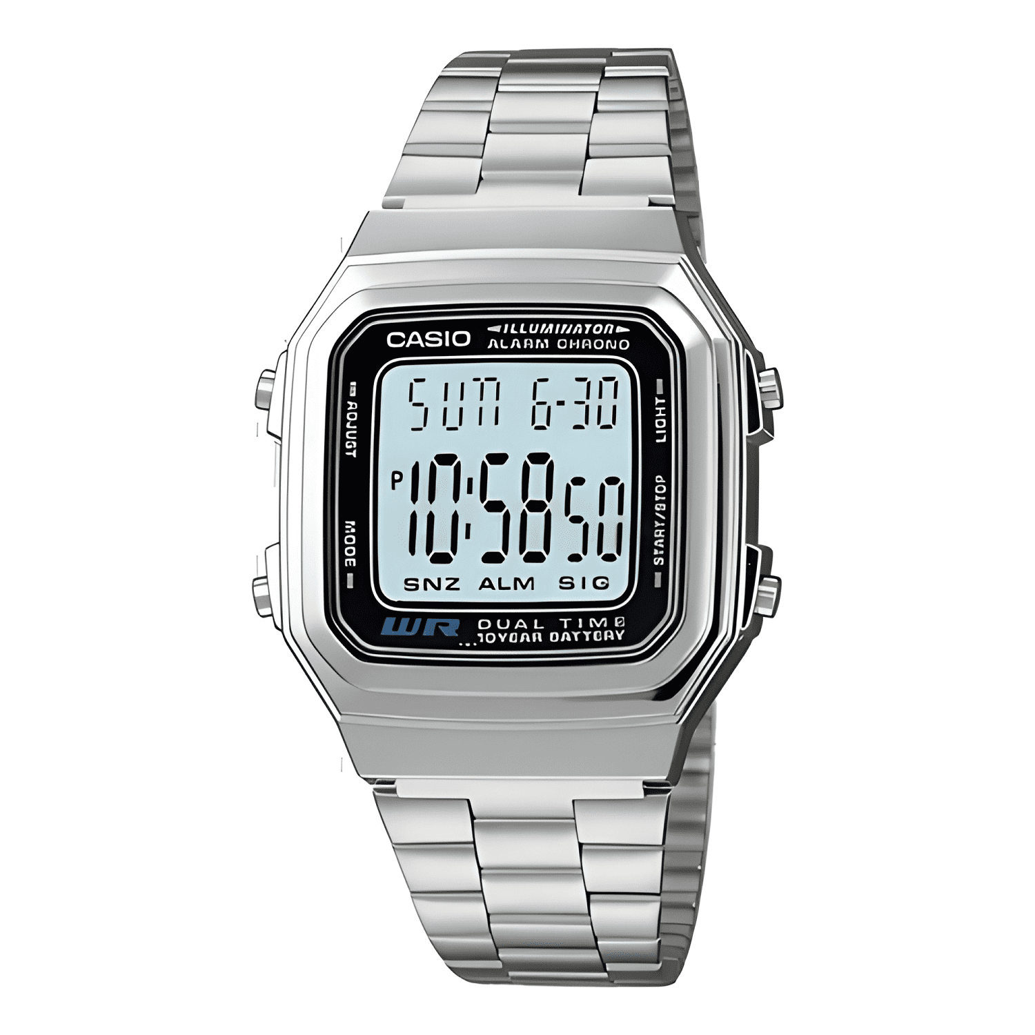Reloj casio retro vintage A178 acero inoxidable hora-0