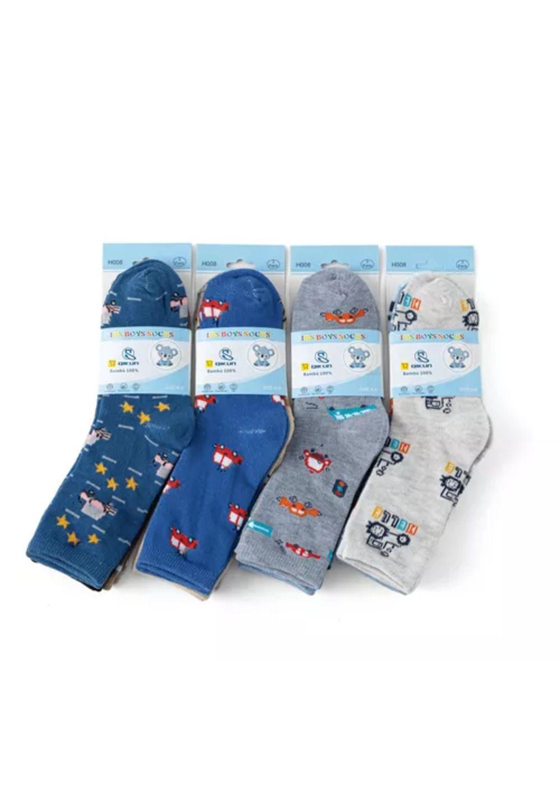 Pack de 12 pares de calcetines largos para niño, dibujos animados de bambú, tallas 2-10, multicolor-3