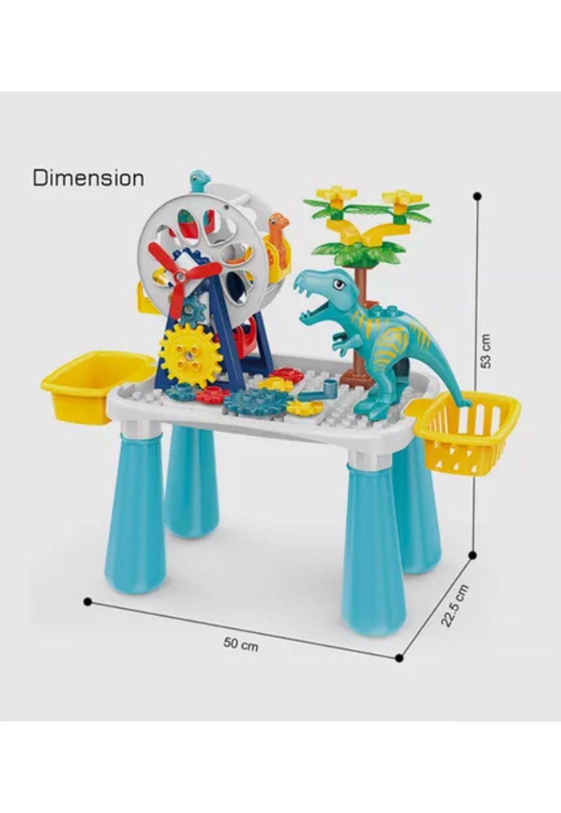 Mesa de juegos didáctica de bloques de dinosaurios 52 piezas multicolor-3