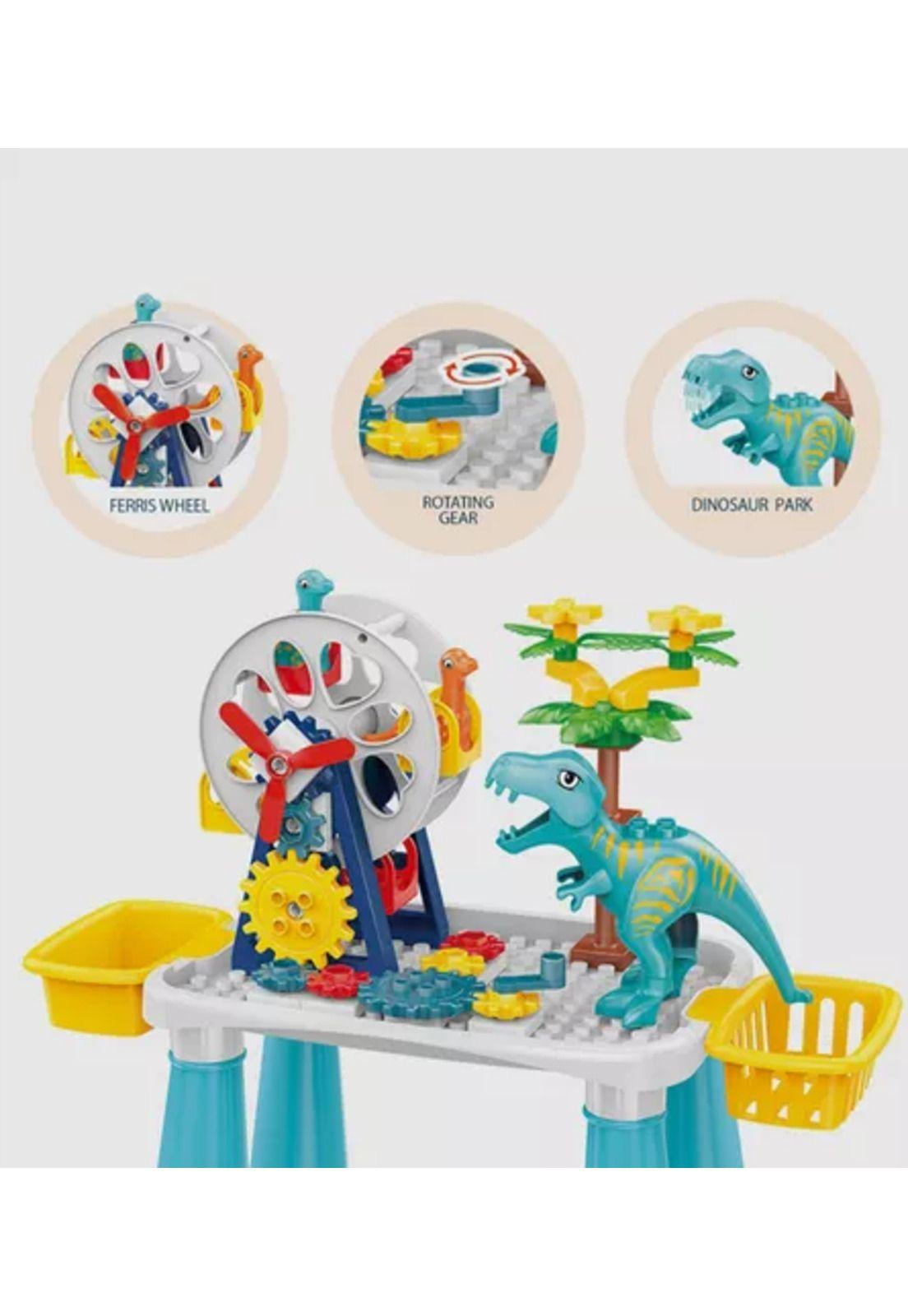 Mesa de juegos didáctica de bloques de dinosaurios 52 piezas multicolor-4
