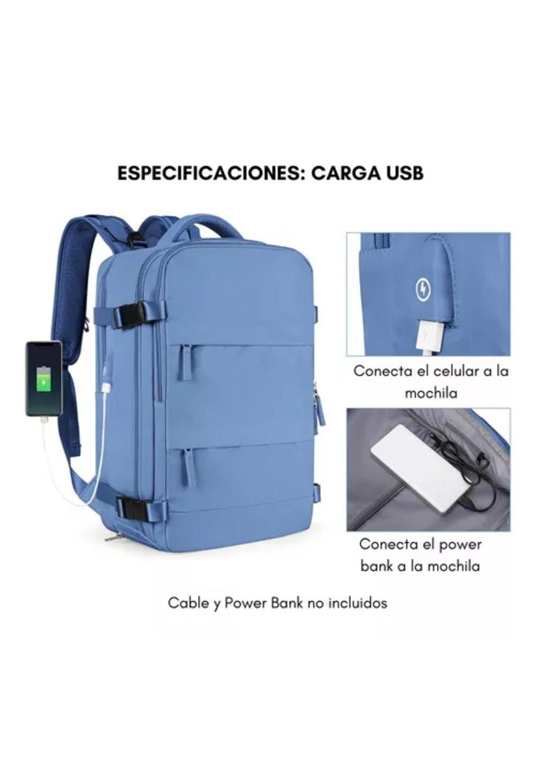 Mochila de viaje para avión, multifuncional, gran capacidad, 30 lts, color celeste-7