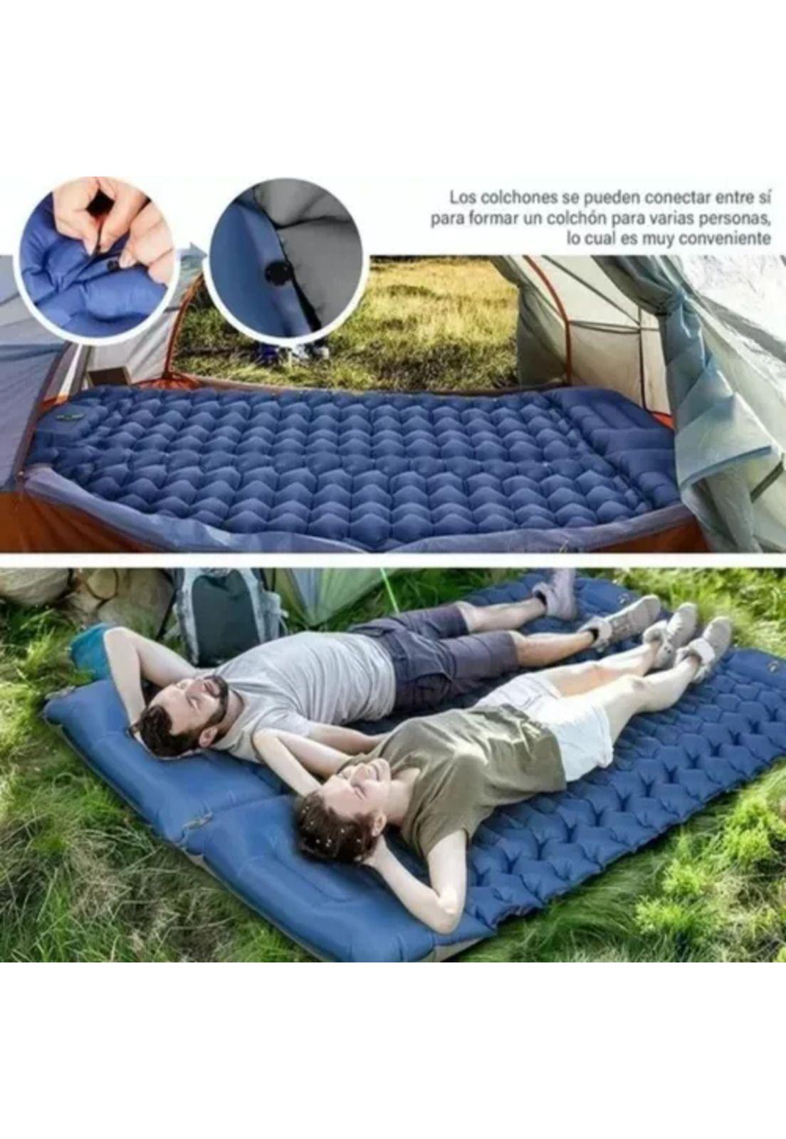 Colchoneta inflable plegable para acampada y senderismo, color azul-2