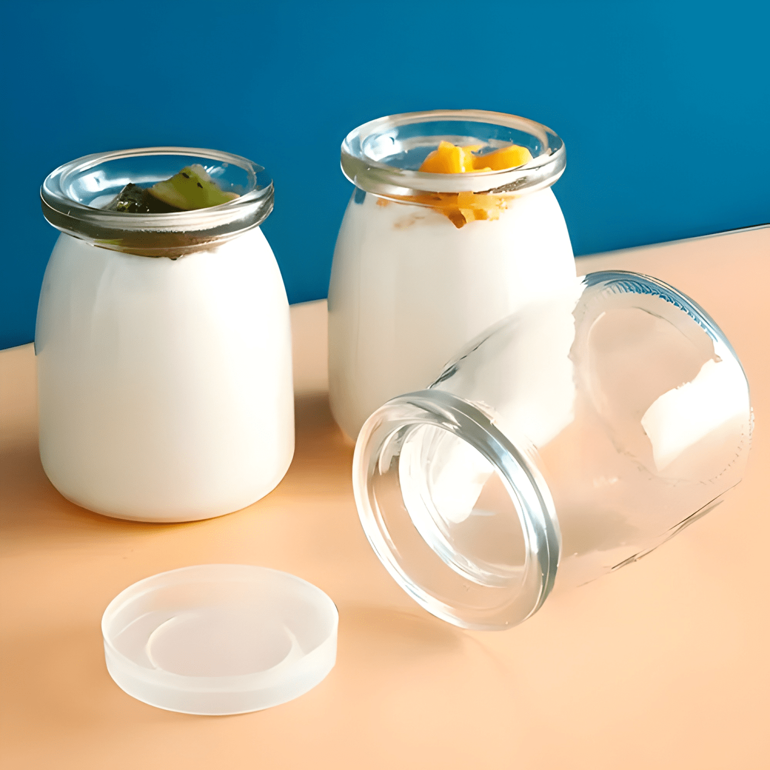 Frasco vidrio redondo yogur 100 ml tapa plástica 20u #1-2