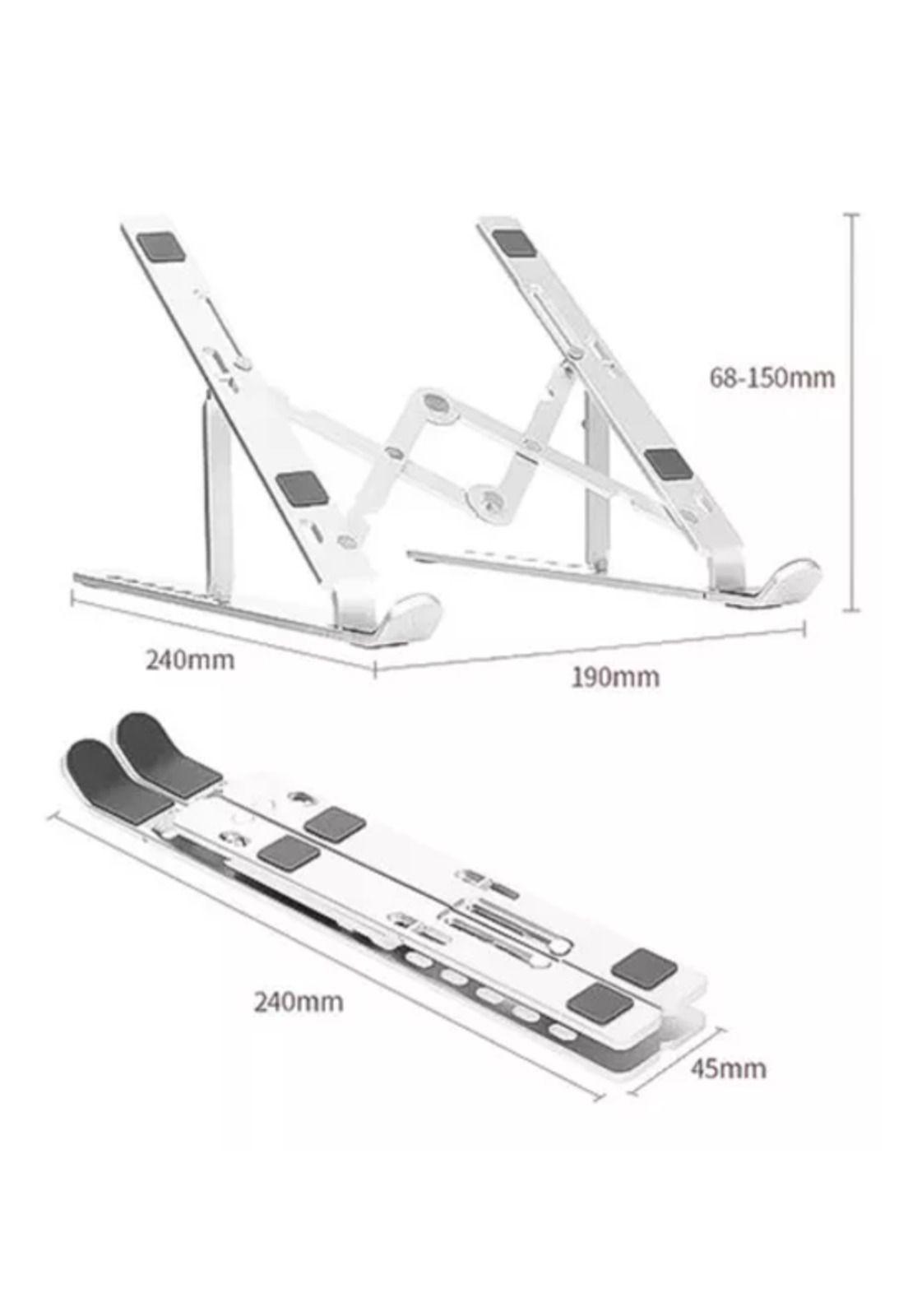 Soporte portátil notebook aluminio plegable 7 niveles plateado-2