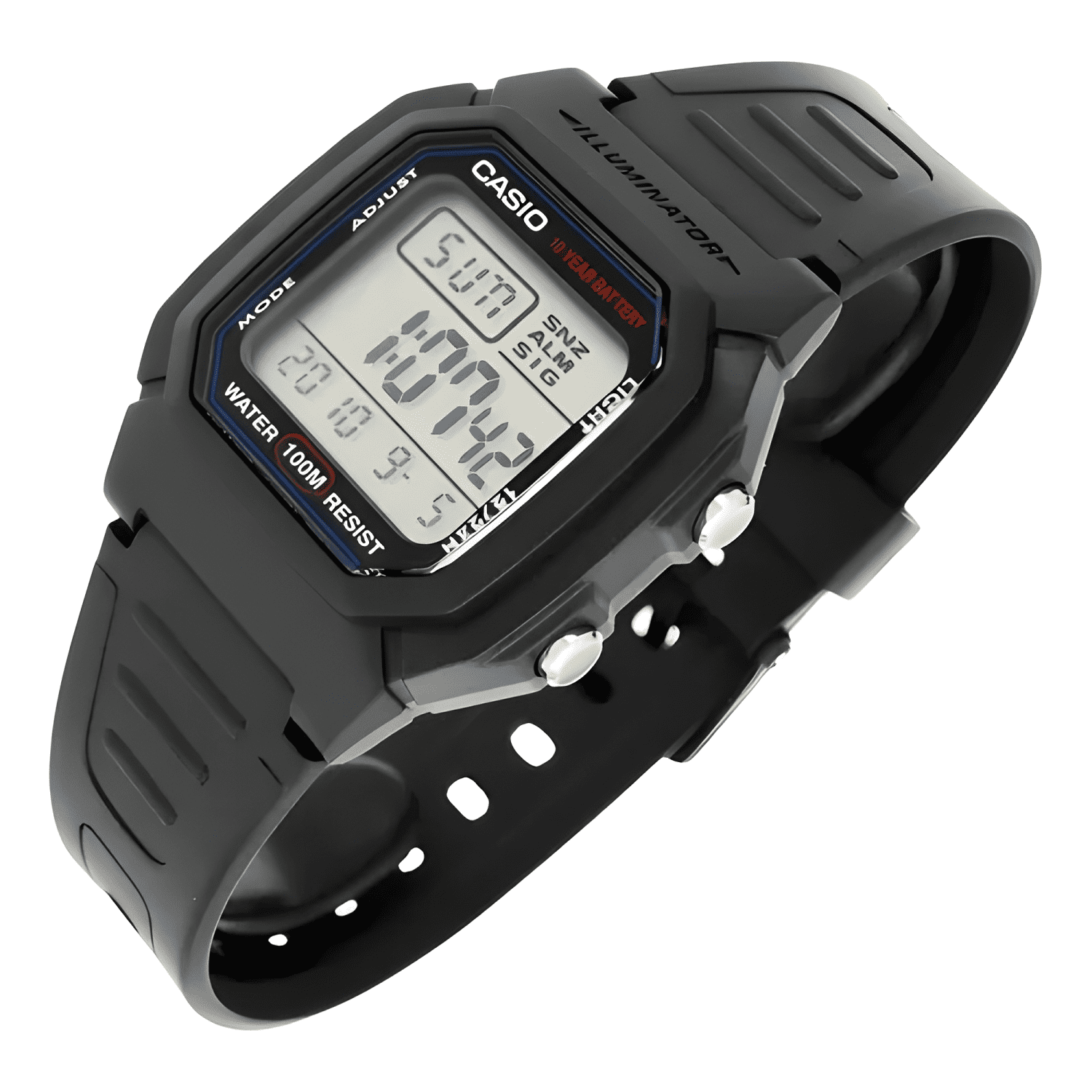 Reloj pulsera casio digital con correa de resina Negro-2