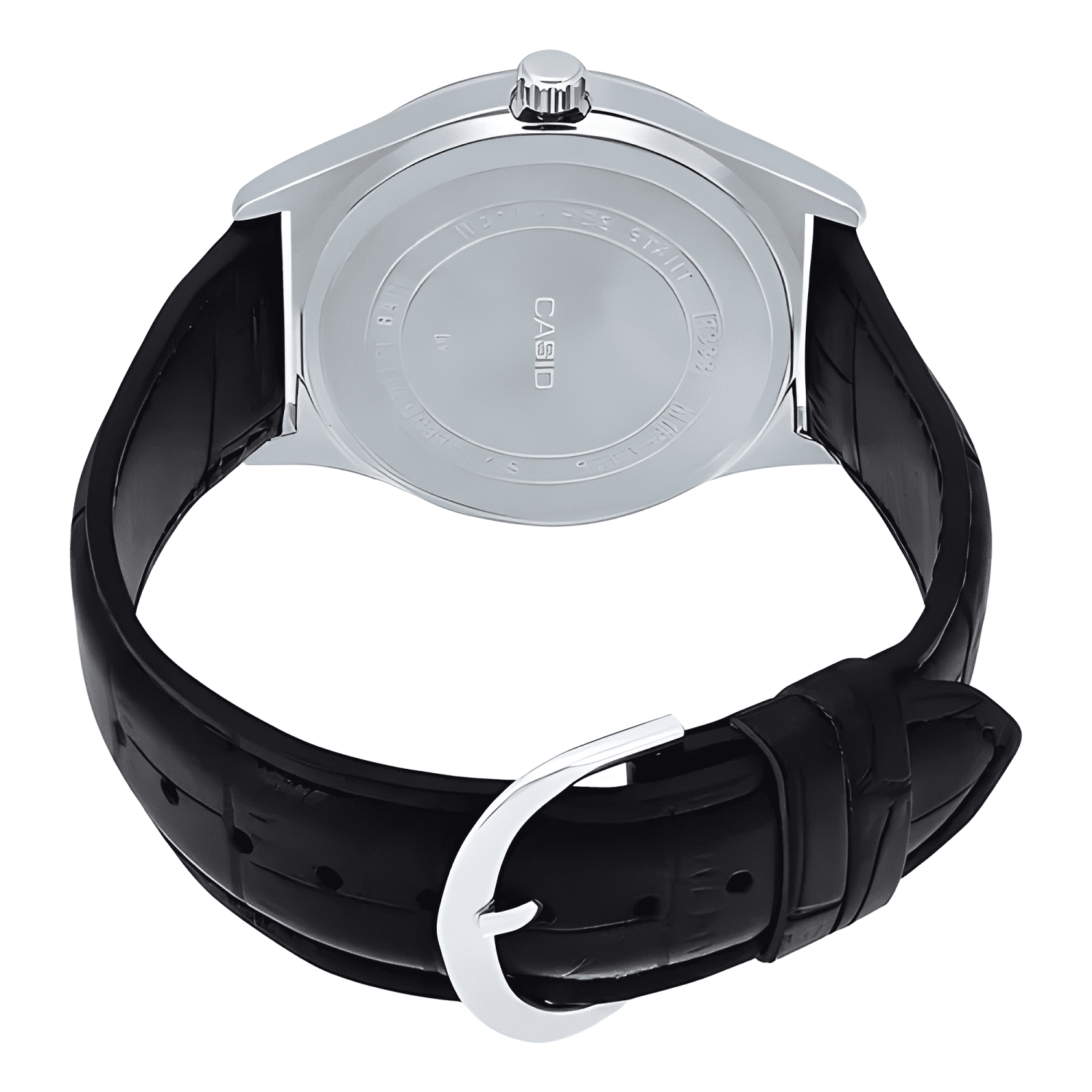 Reloj pulsera casio mtp-v001l-7bu con correa de cuero Negro-2