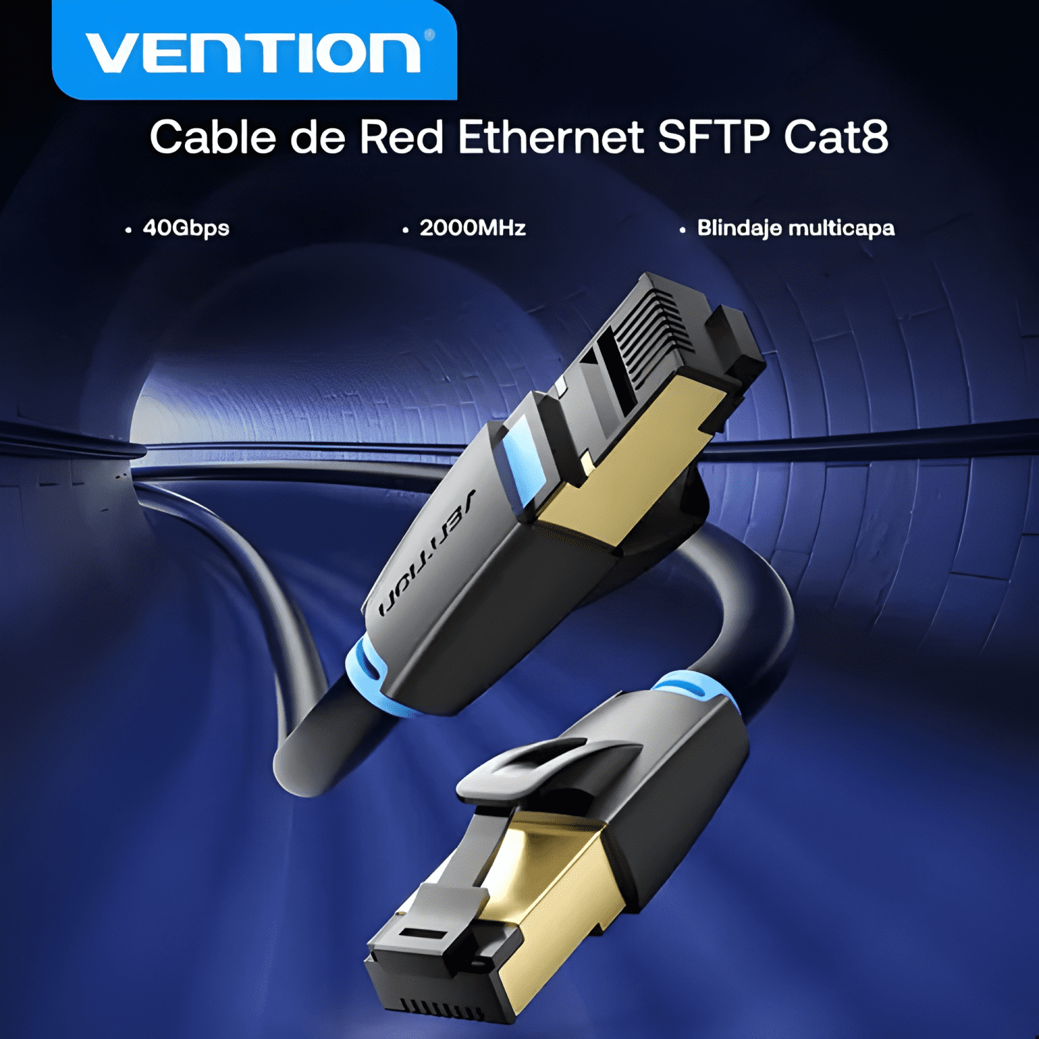 Cable Ethernet Cat8 2m Gaming Competitivo Streaming 4K Sin-1