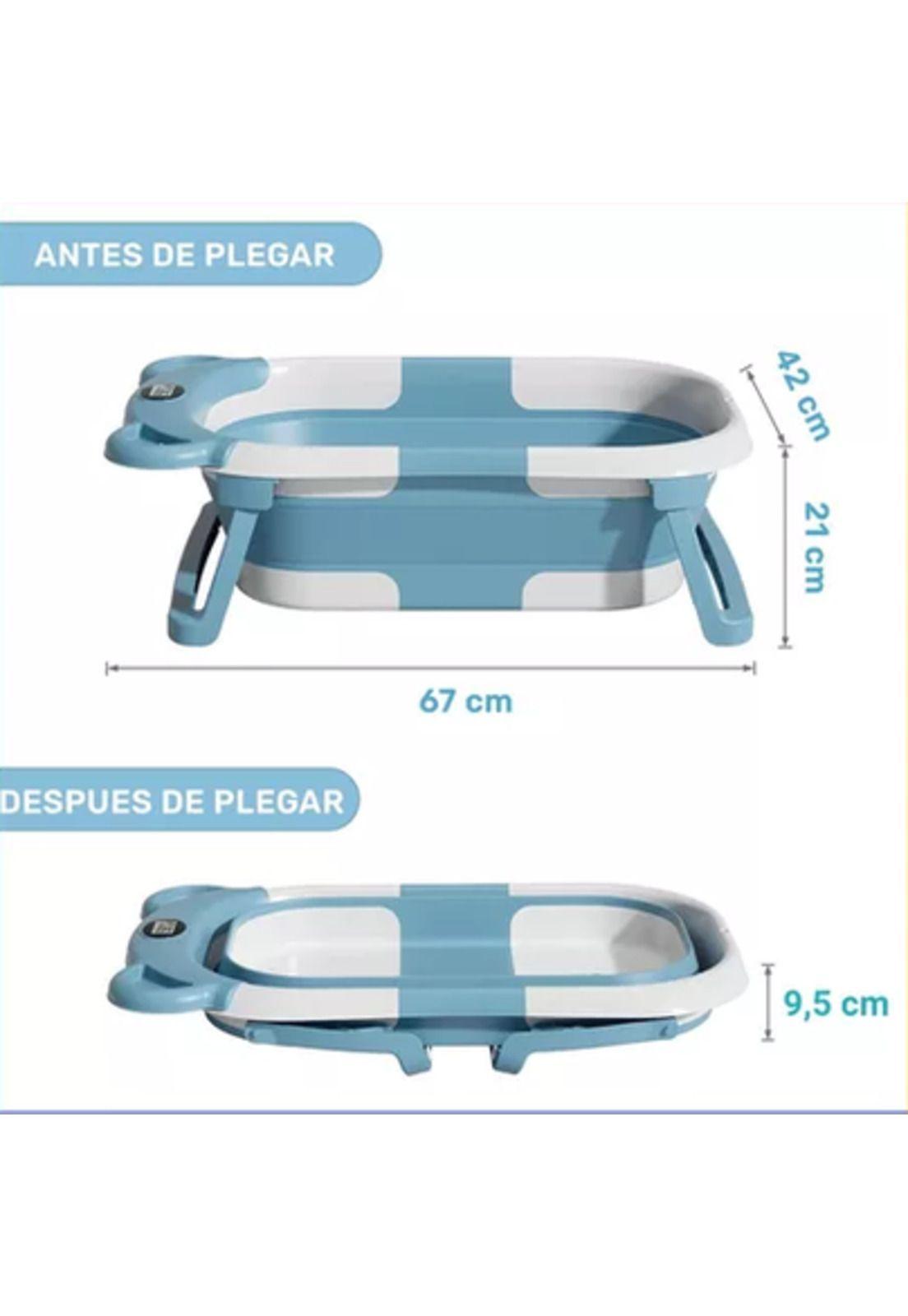 Bañera plegable con termómetro y cojín reforzado, multicolor-2