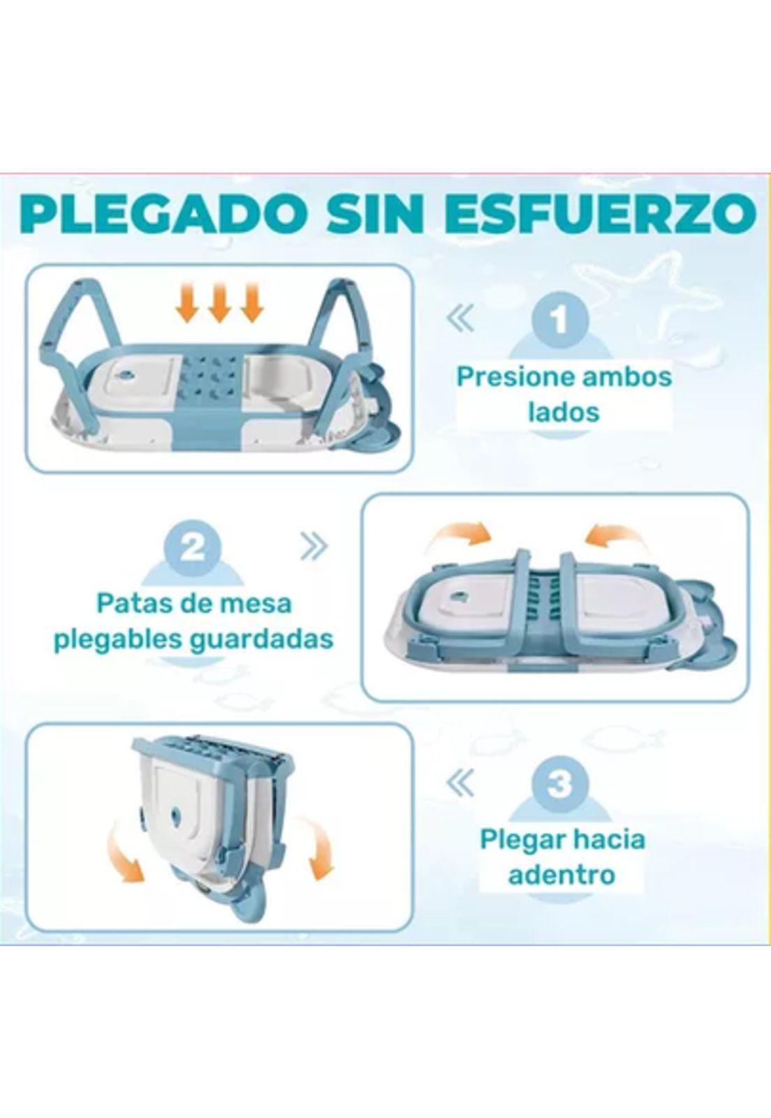Bañera plegable con termómetro y cojín reforzado, multicolor-3