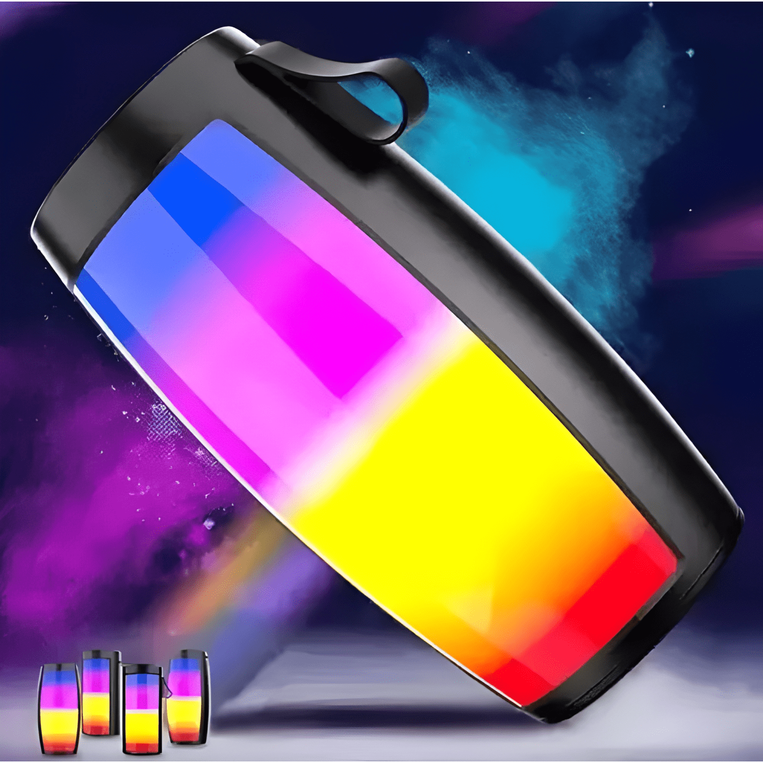 Parlante bluetooth portátil luces rgb led mini speaker Negro-2