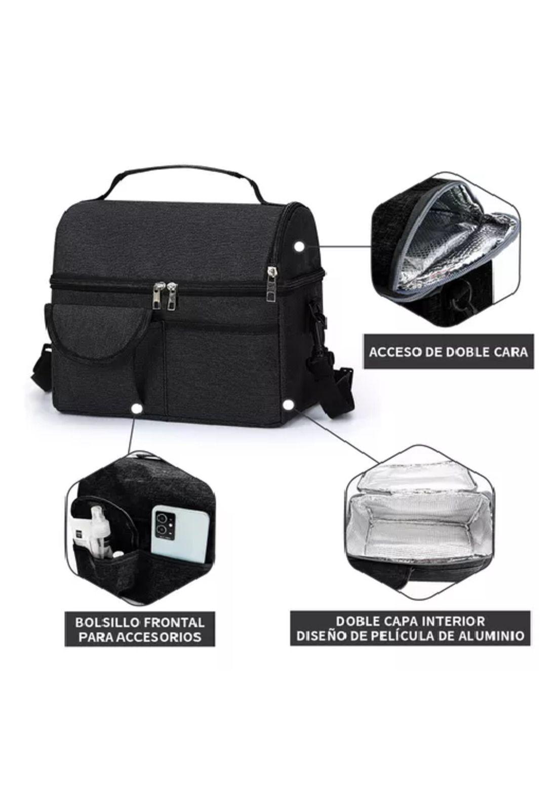 Bolsa de almuerzo portátil con gran capacidad color negro-2