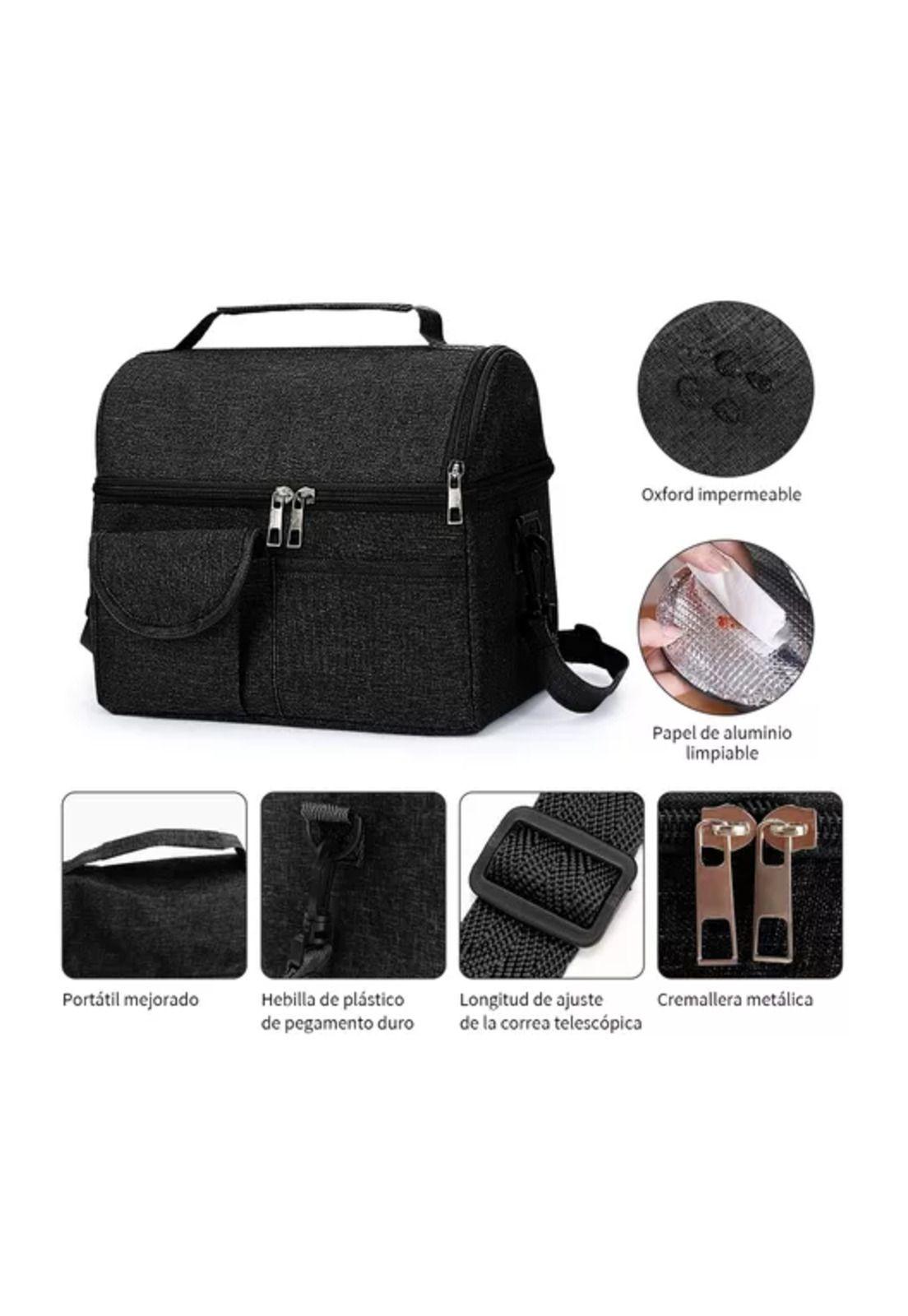 Bolsa de almuerzo portátil con gran capacidad color negro-3