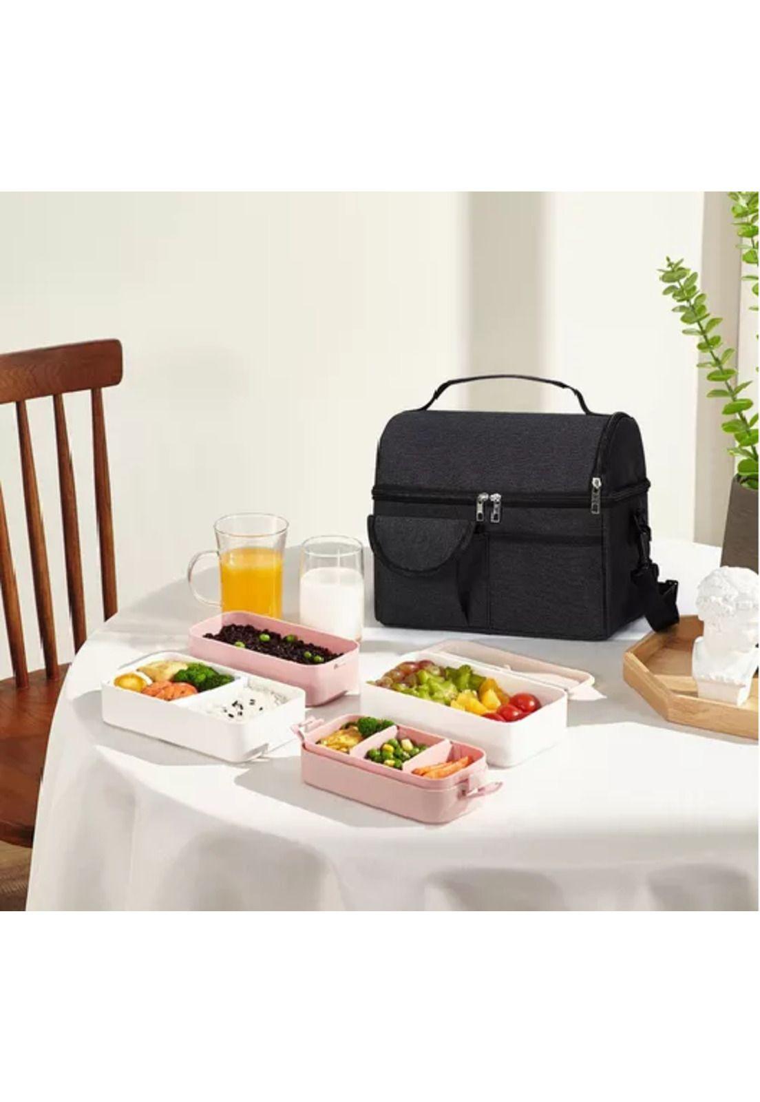 Bolsa de almuerzo portátil con gran capacidad color negro-4