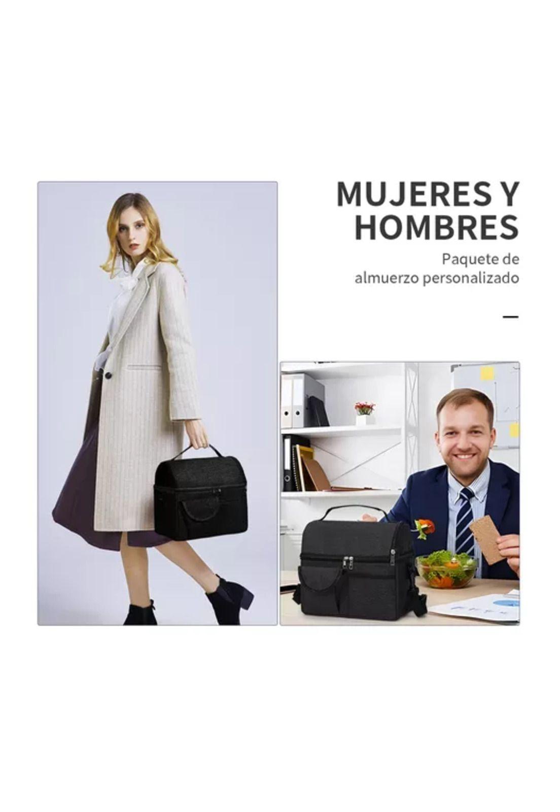Bolsa de almuerzo portátil con gran capacidad color negro-5