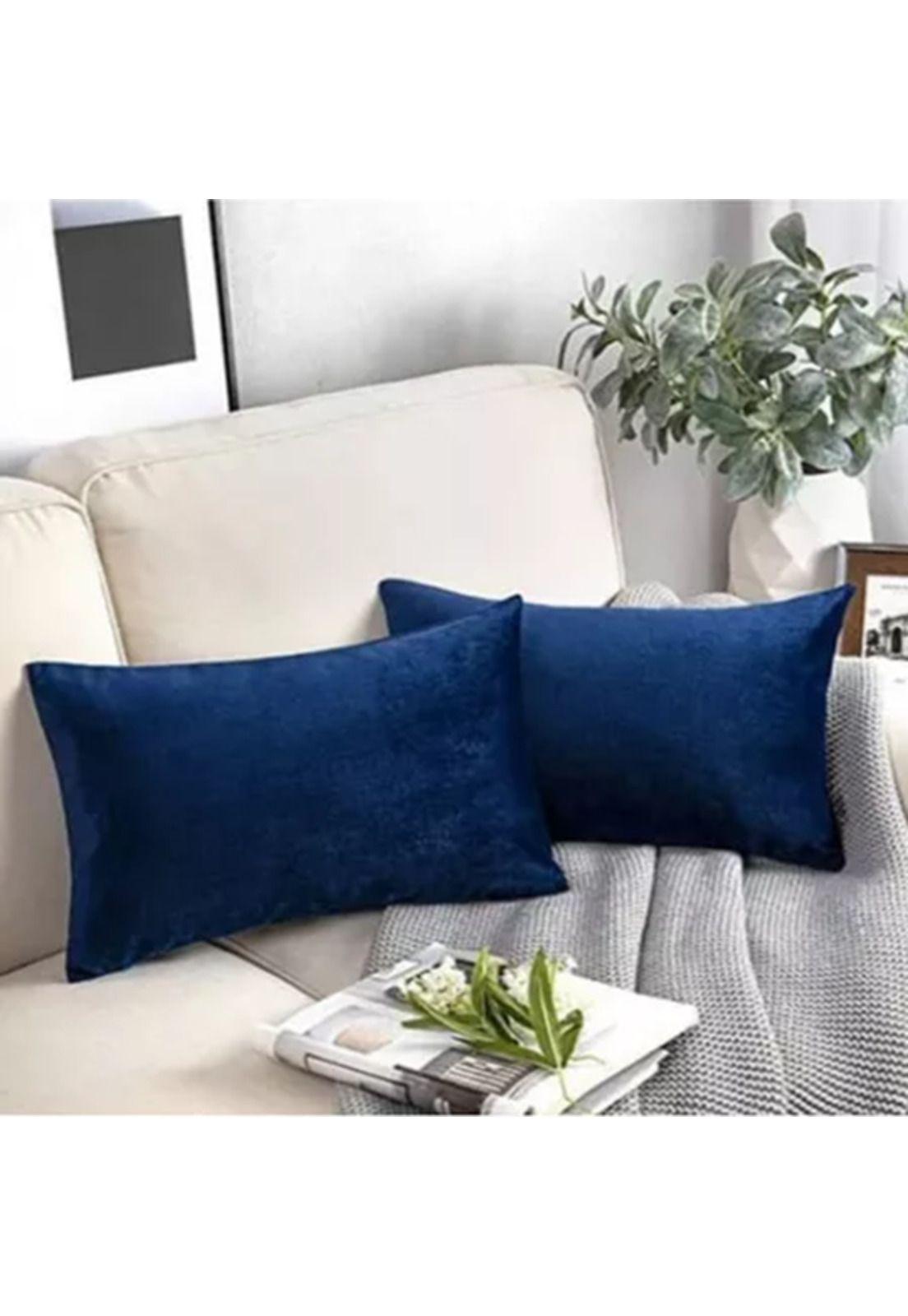 Pack de 2 Fundas Terciopelo Liso 30x50 cm Azul-2