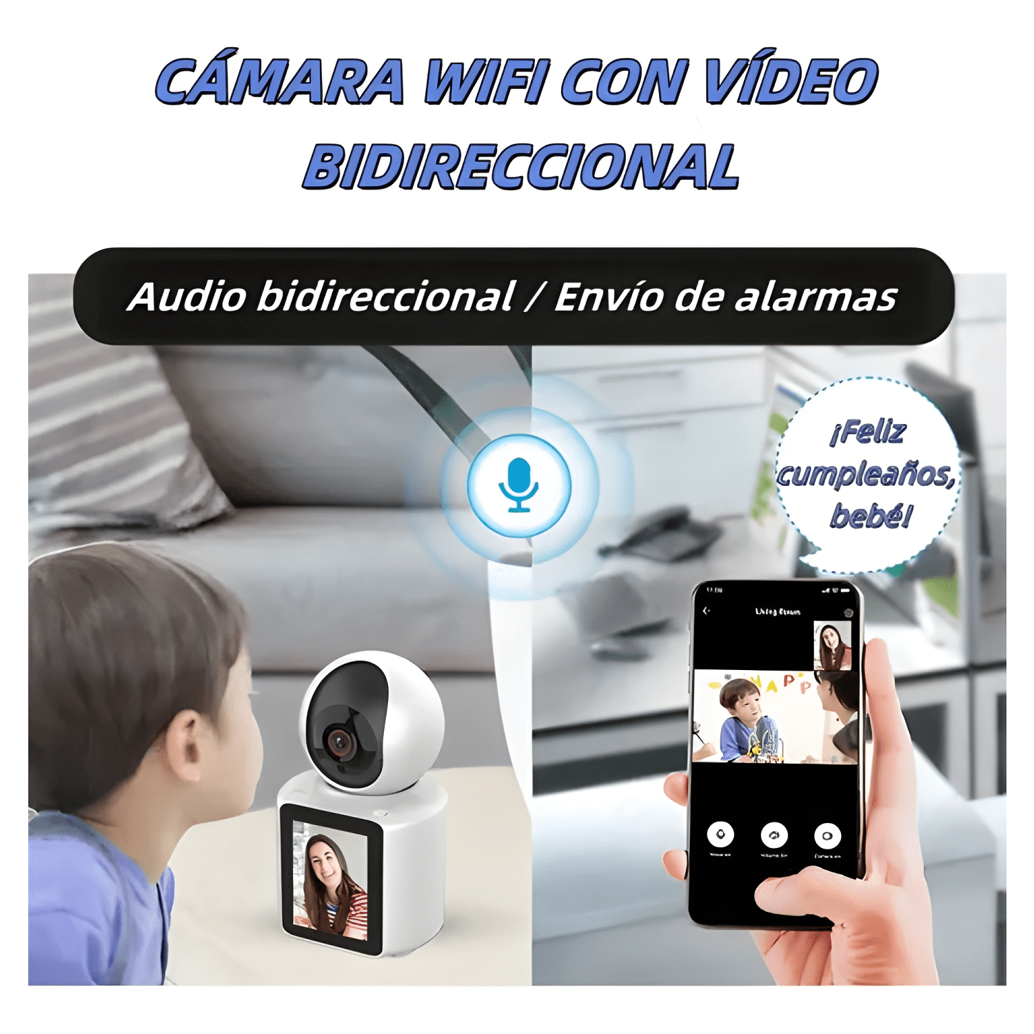 Camara de Videollamadas Interior Wifi 1080p Pantalla Hd 2.8-2