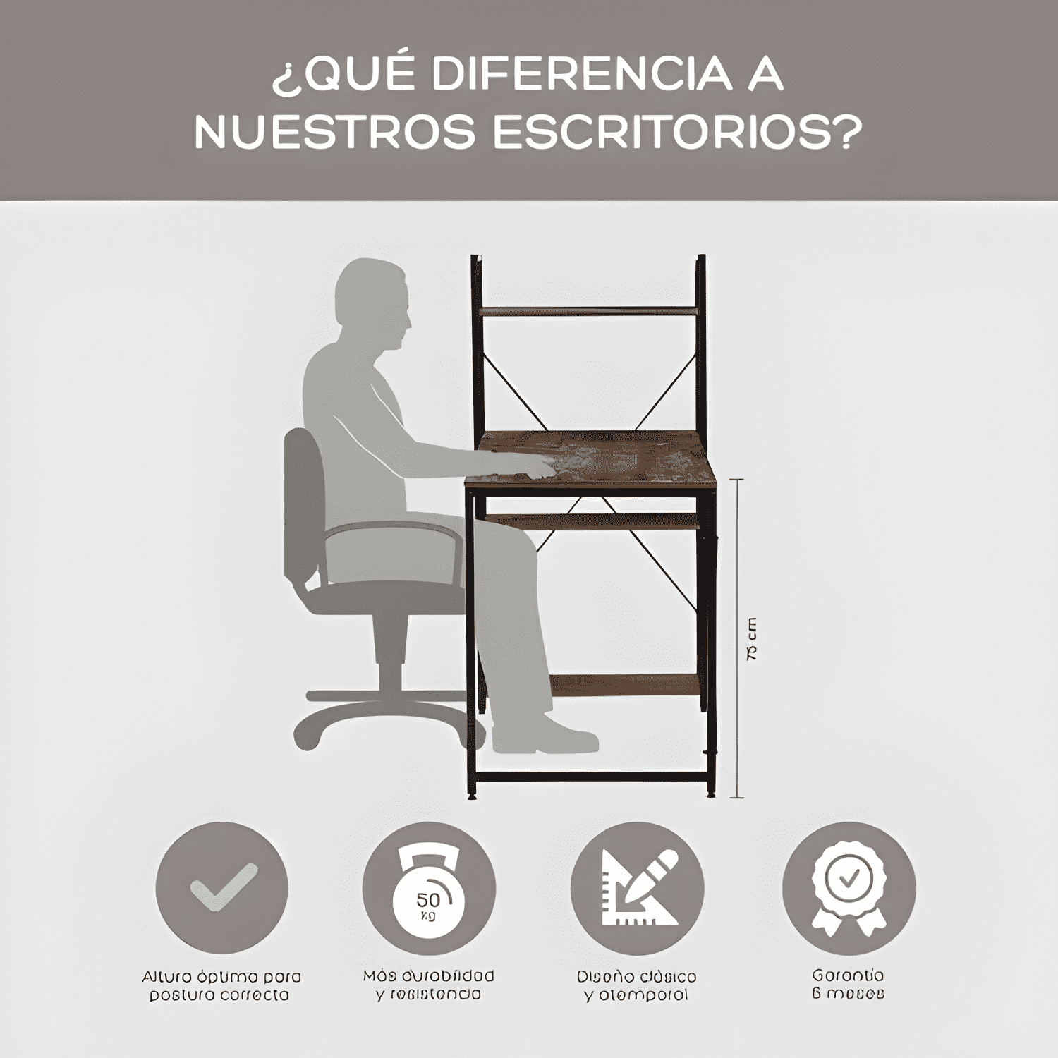 Escritorio estilo industrial relan desk 4 estantería-4
