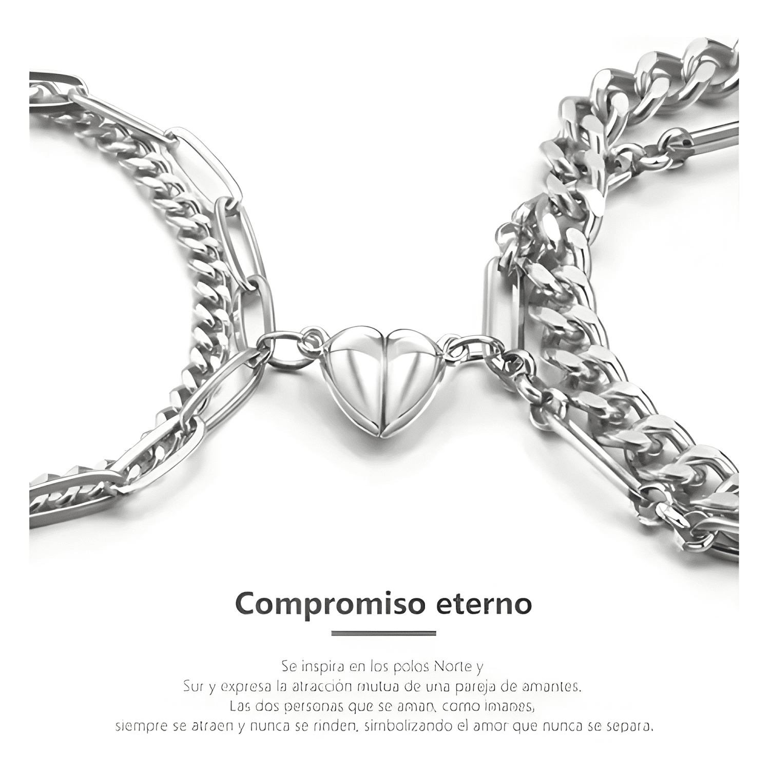 Pulsera parejas doble con imán corazón regalo san valentín-2