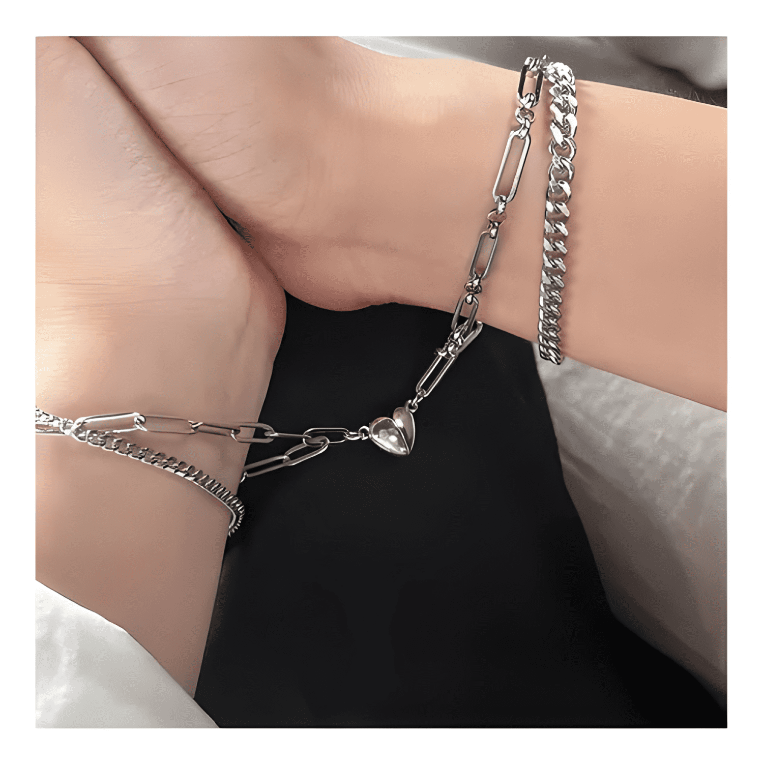 Pulsera parejas doble con imán corazón regalo san valentín-4