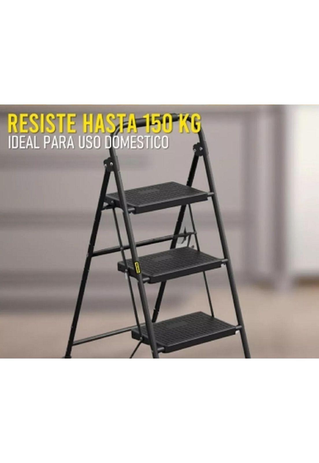 Escalera plegable multiuso 3 peldaños color negro-2