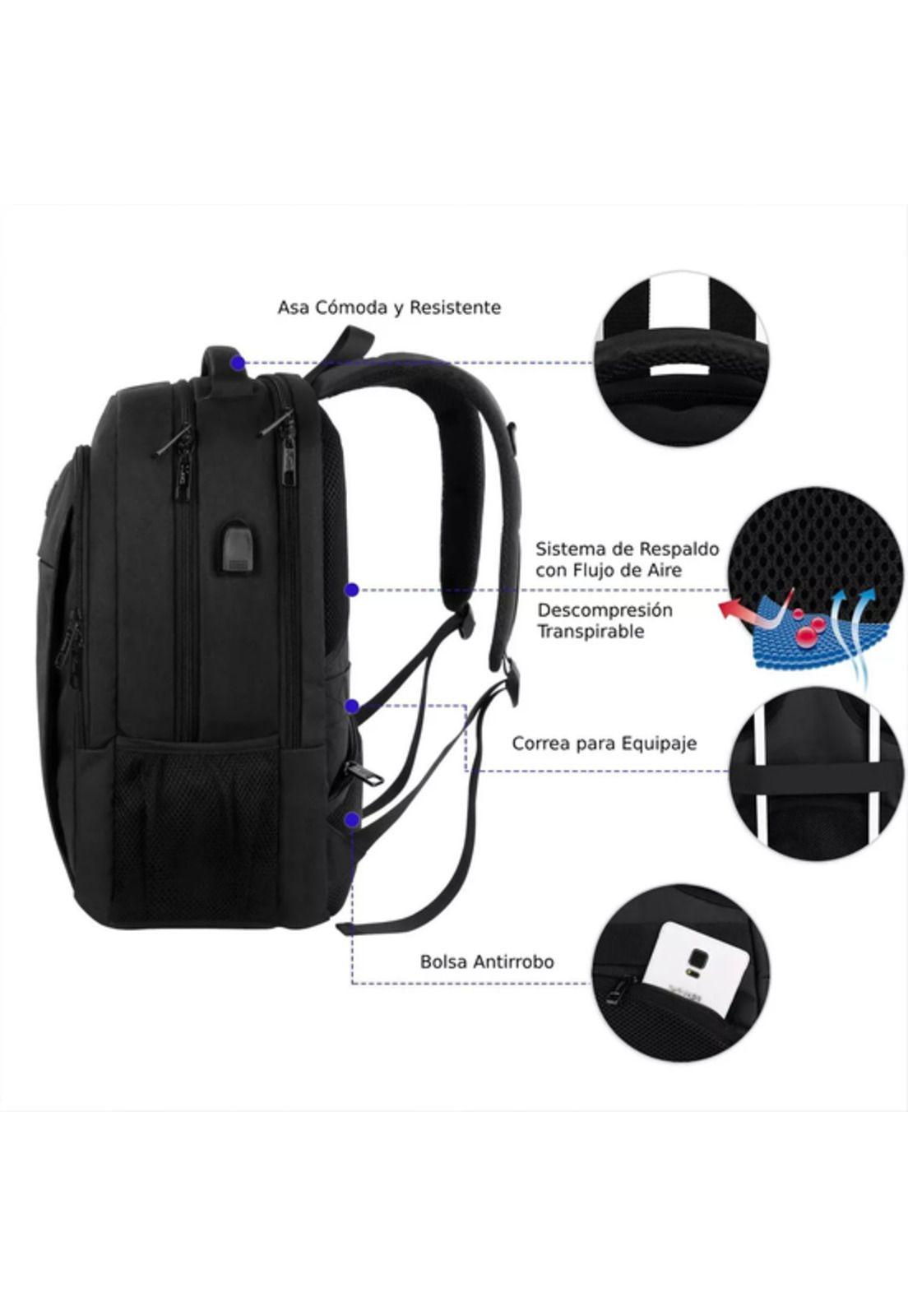 Mochila de Viaje para Notebook 15.6 Pulgadas Antirrobo e Impermeable Matein 1007 Negro-3