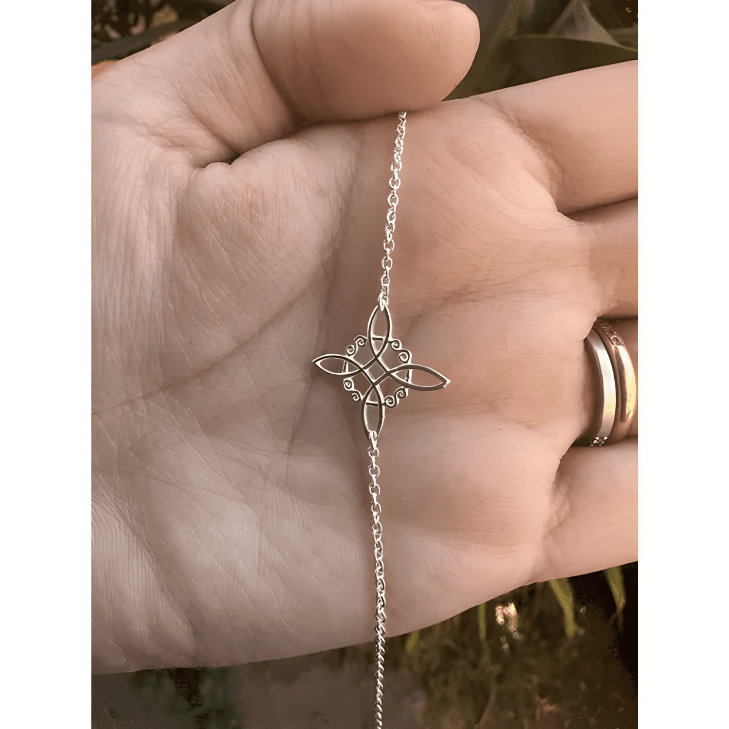 Pulsera nudo de brujas amuleto proteccion plata fina italia-3