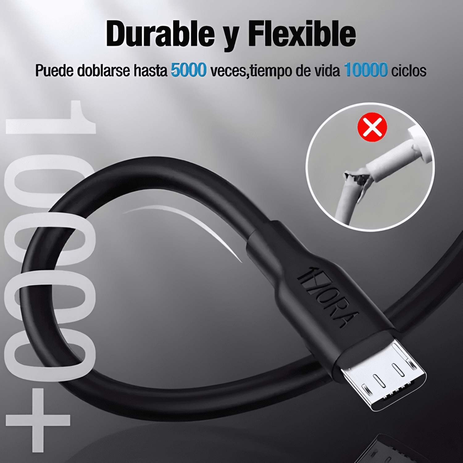Cable cargador v8 micro USB carga rápida 1metro-2