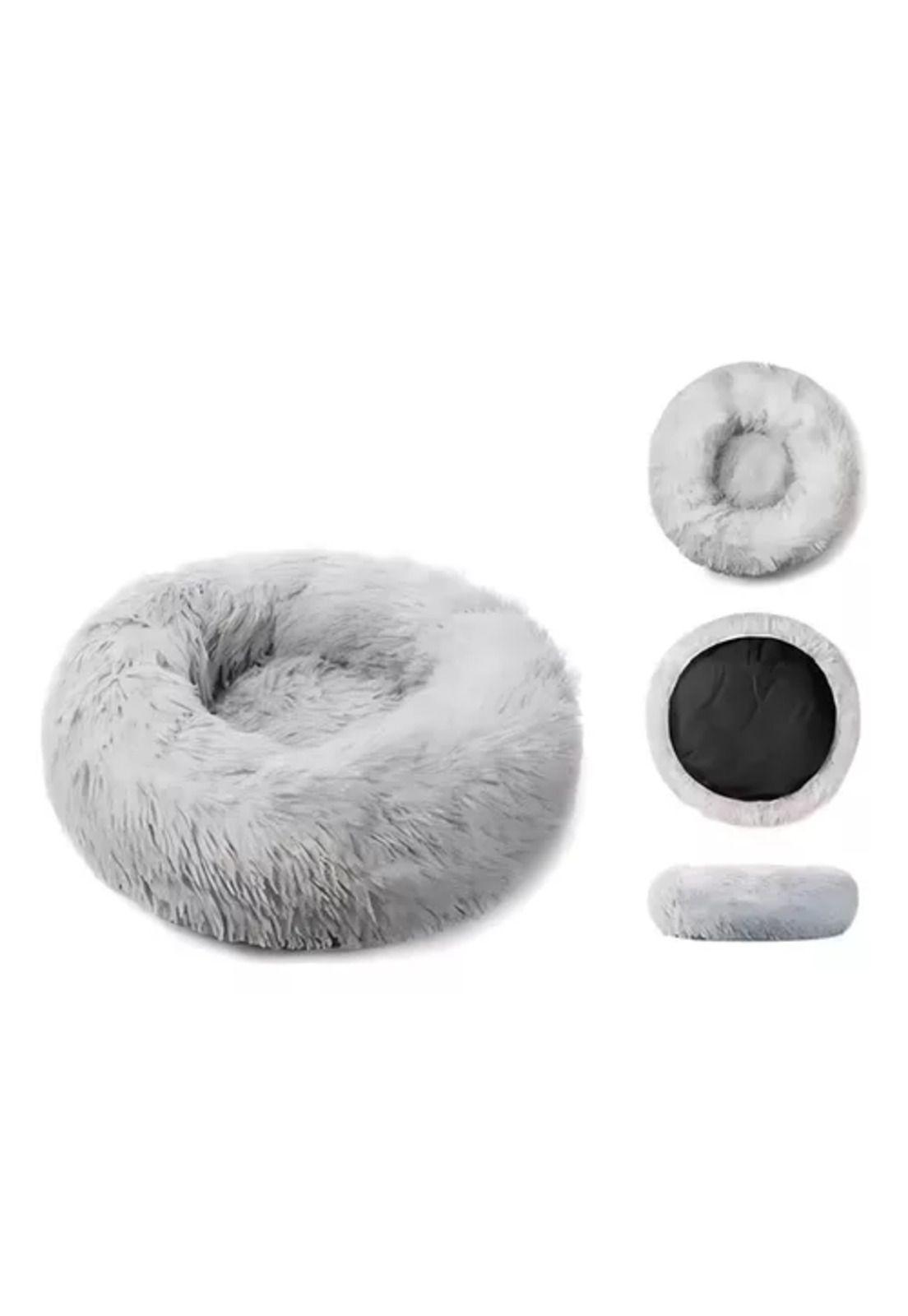 Cama antiestrés de felpa suave para mascotas 70 cm gris-3