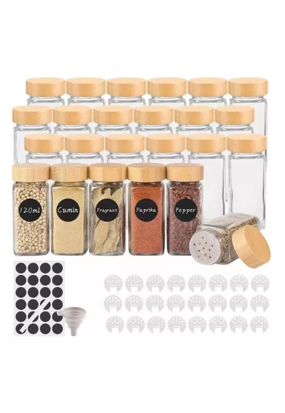 24 frascos de especias con tapa de bambú, tarros de condimentos-0