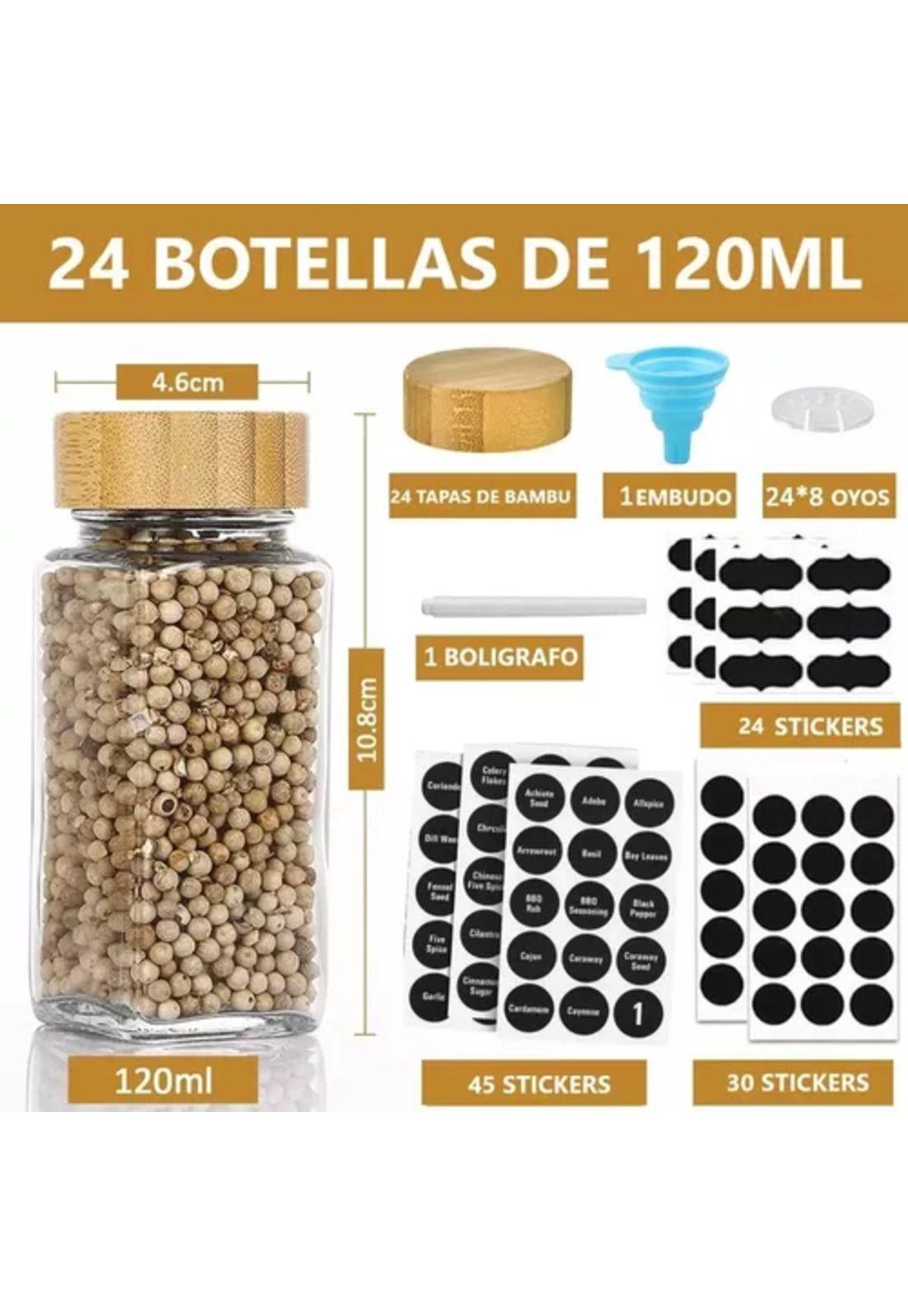 24 frascos de especias con tapa de bambú, tarros de condimentos-2