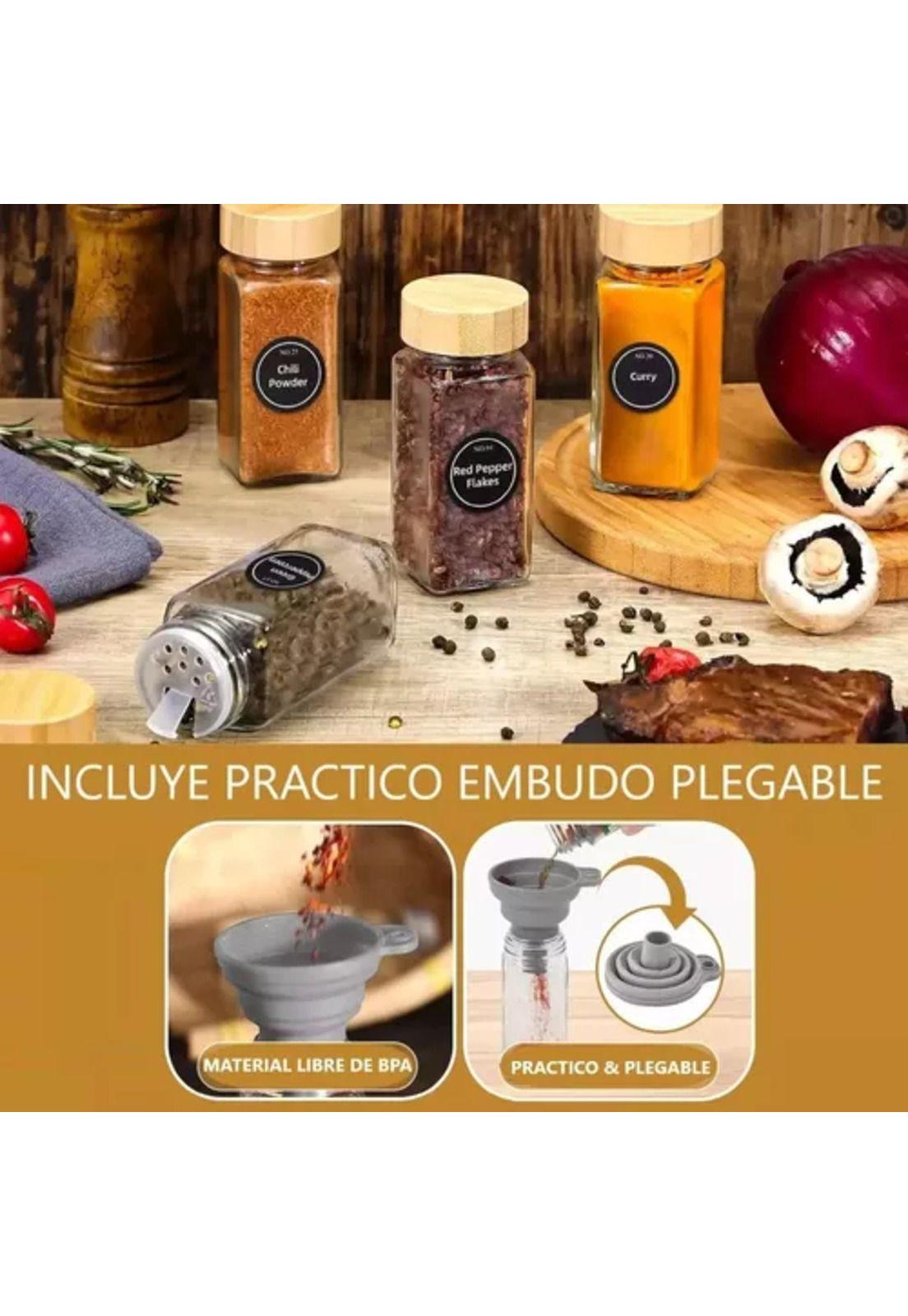 24 frascos de especias con tapa de bambú, tarros de condimentos-4
